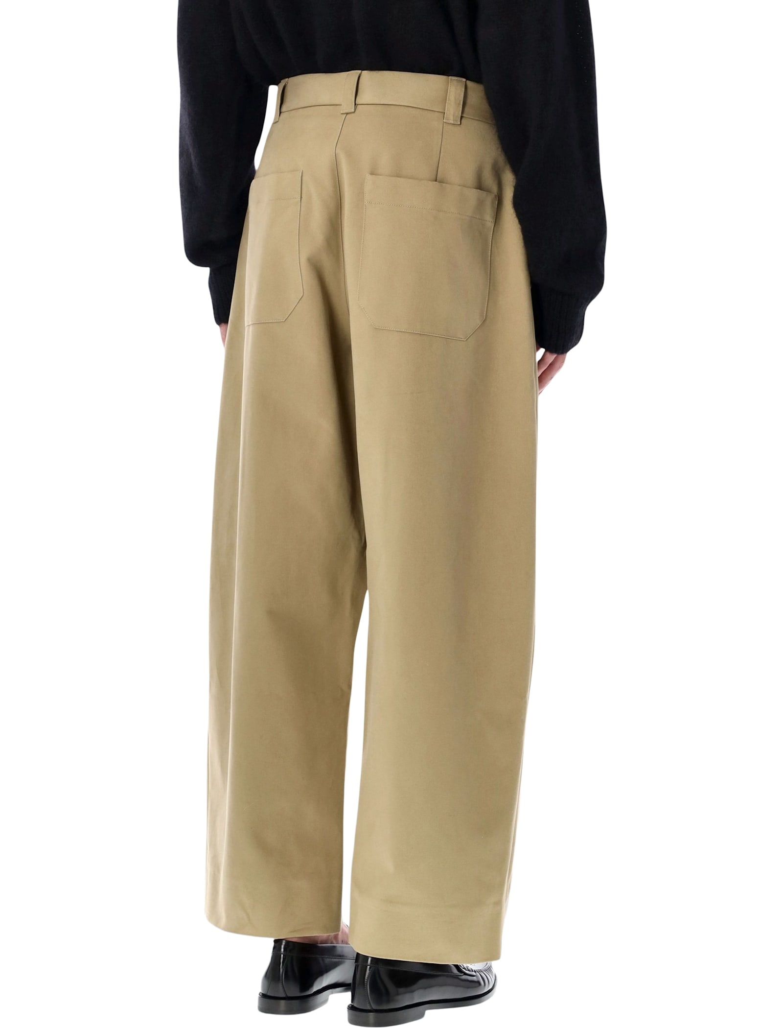 Studio Nicholson Pleated Chino Trousers Featuring Belt Loops In Neutral
