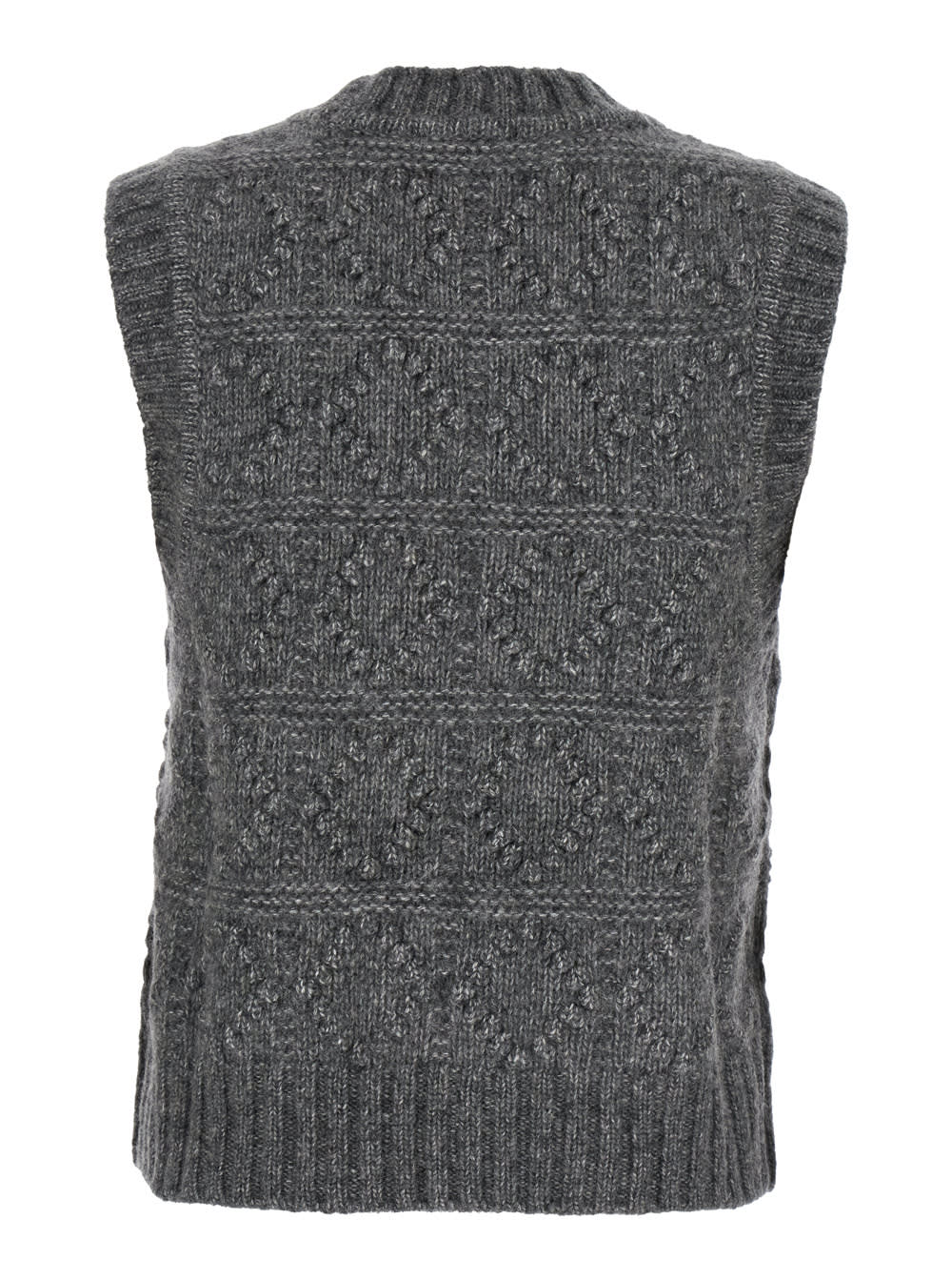 Shop Ganni Wool Cotton Bubble Vest In Black