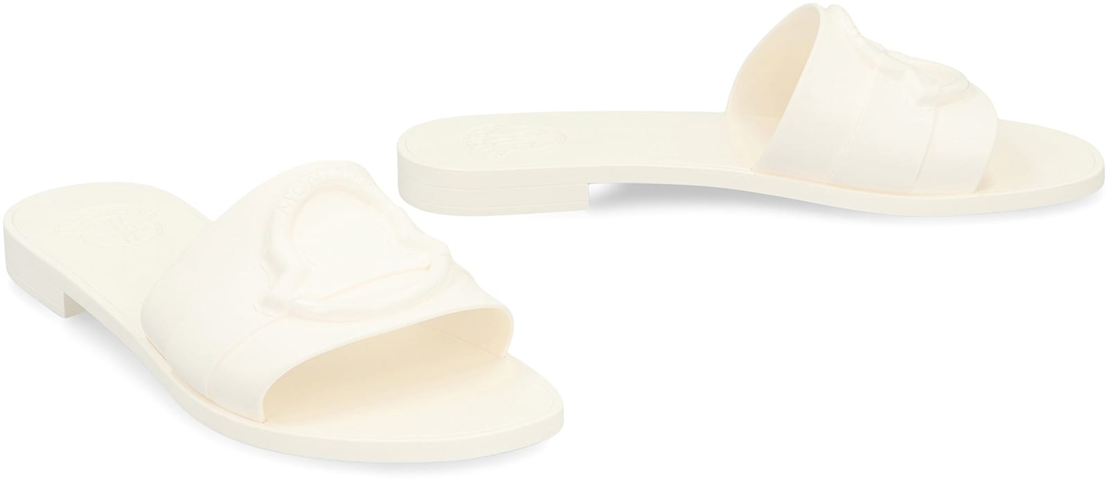Shop Moncler Mon Rubber Slides In White