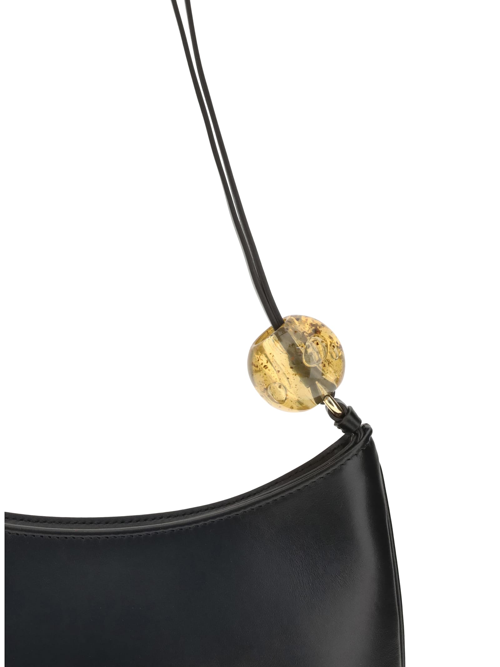 Jacquemus Bisou Perle Large Shoulder Bag In Black