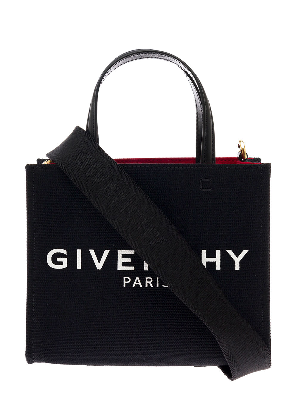 Shop Givenchy Womans G-tote Black Canvas Handbag With Logo Print