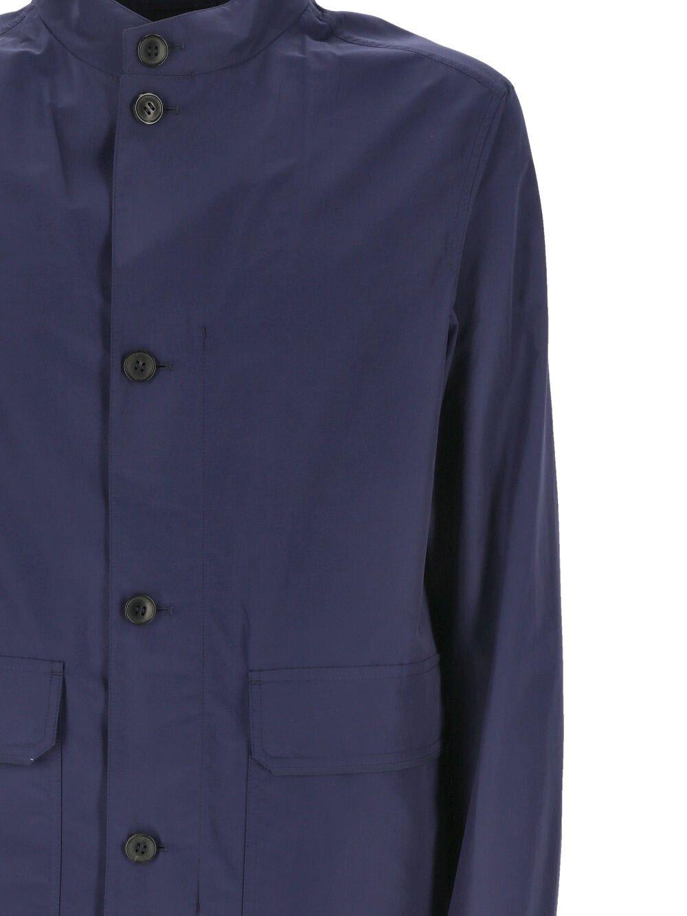 Shop Zegna Long-sleeved Buttoned Tailored Jacket In Blue Navy