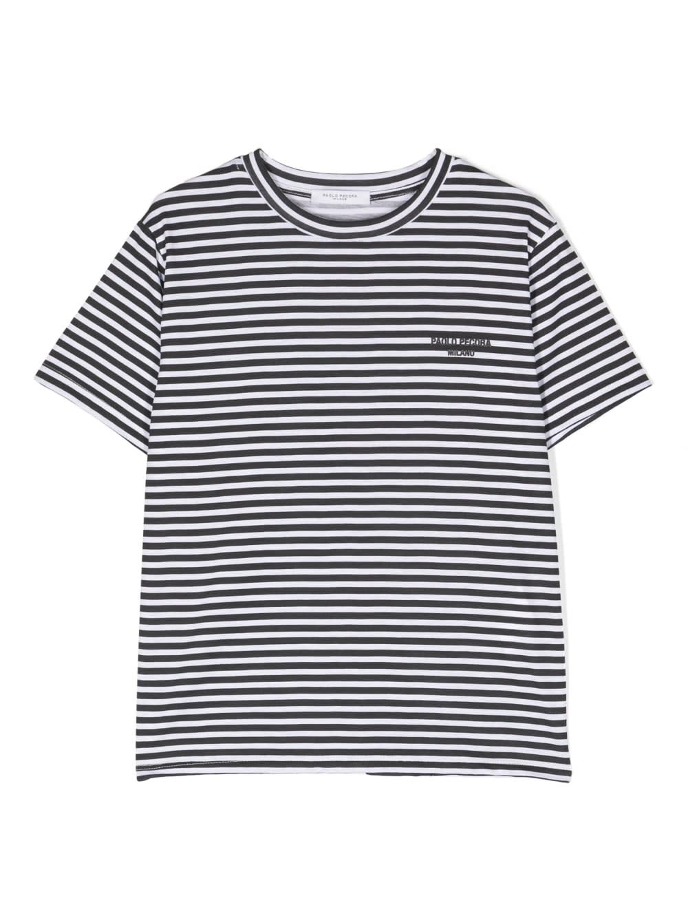Paolo Pecora Kids' Striped T-shirt In White