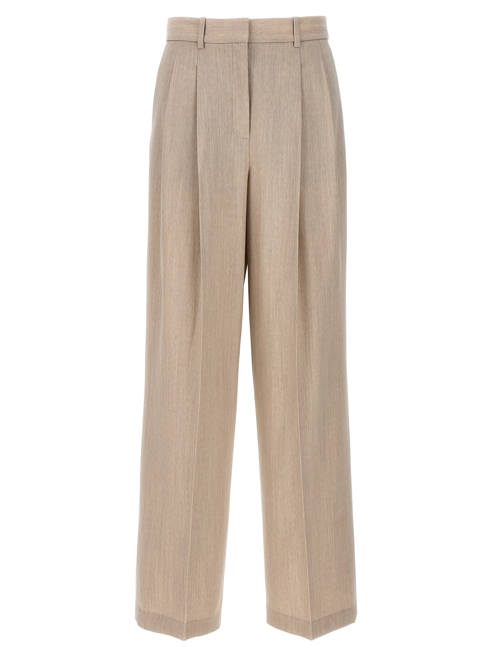 Shop Theory Loose Leg Pants In Neutrals