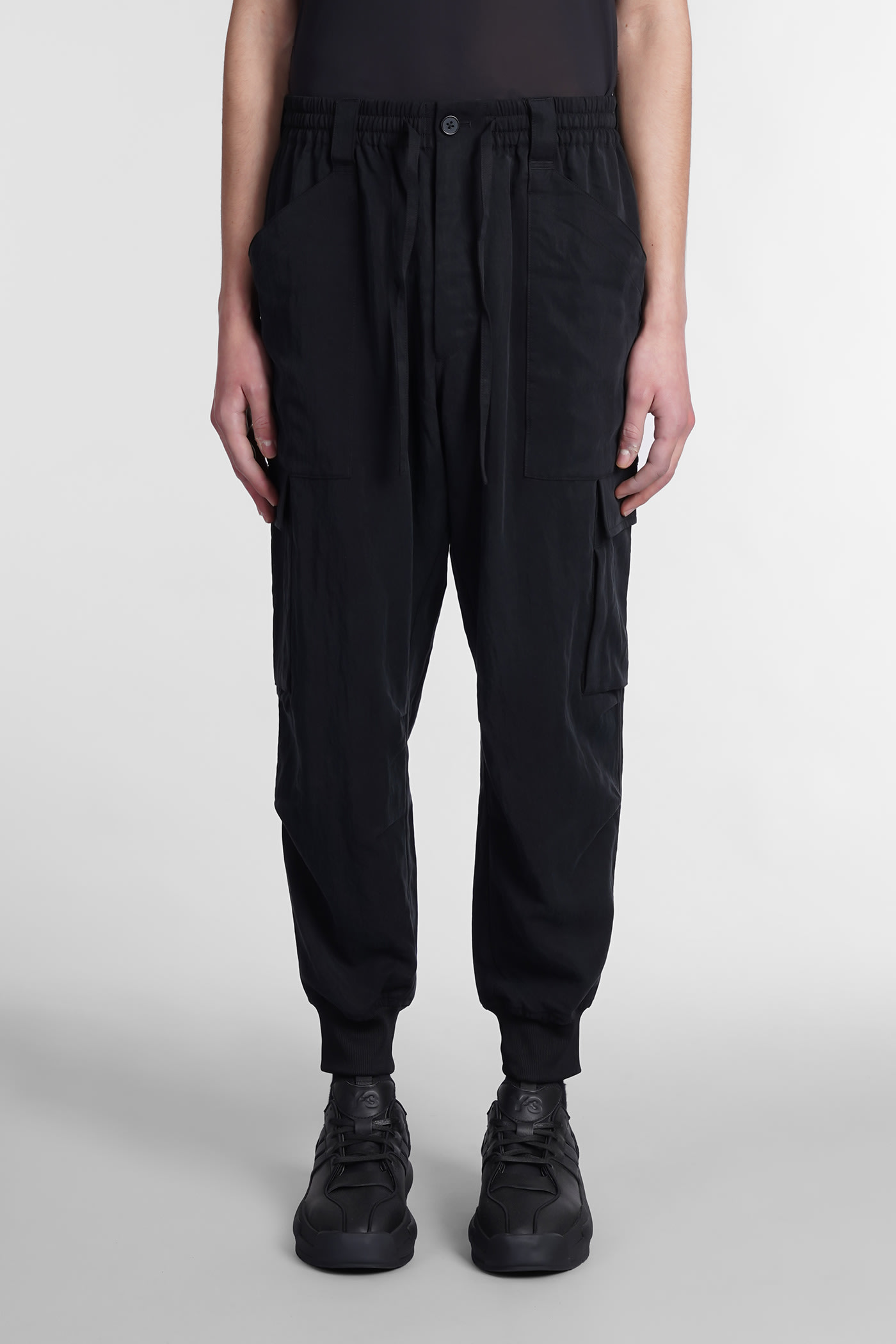 Y-3 Trousers In Black Synthetic Fibers | ModeSens