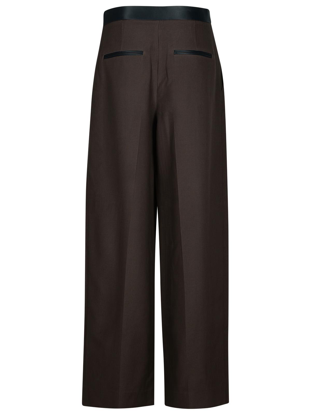 Shop Khaite Marine Brown Viscose Blend Pants