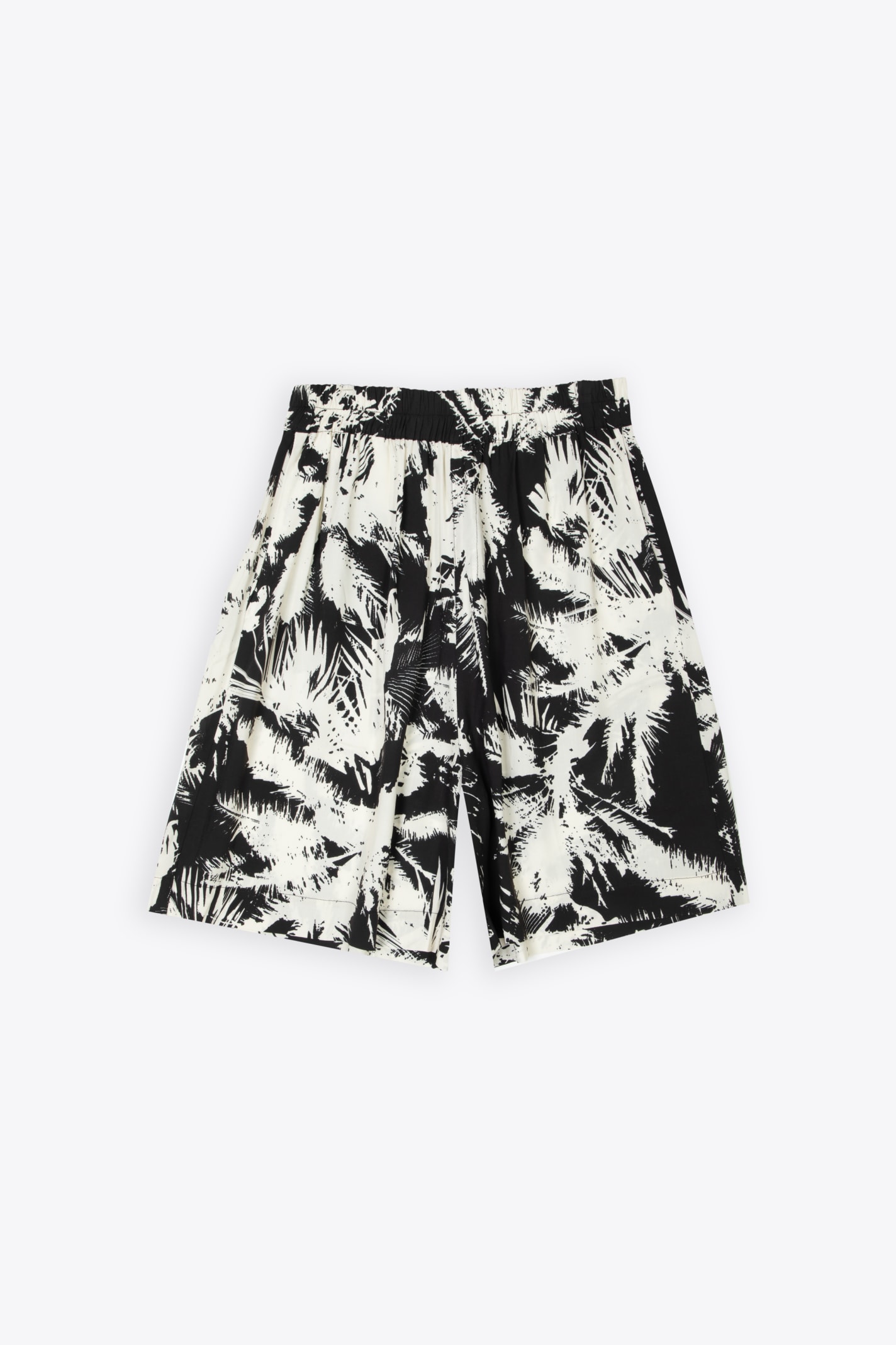Palm Short Man Off white and black palm printed viscose shorts - Palm Short