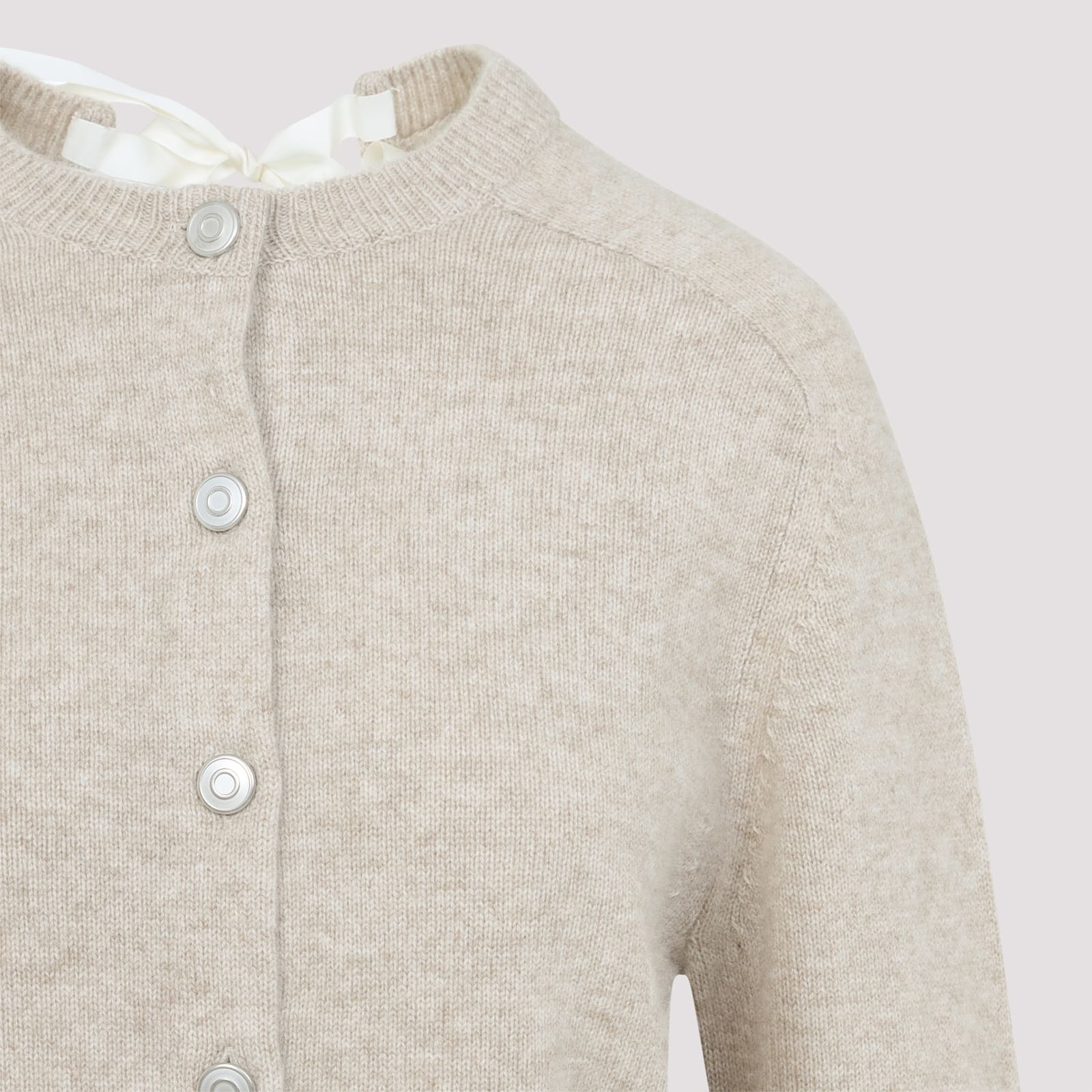 Carven Womens Oat Tie-back Brushed Cashmere Knitted Cardigan In Brown