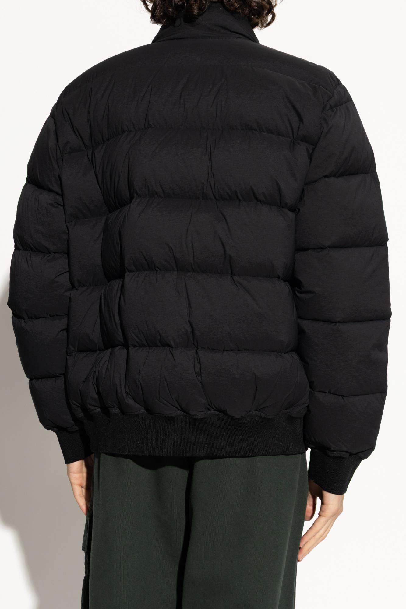 Stone Island Quilted High Collar Bomber Jacket In Black