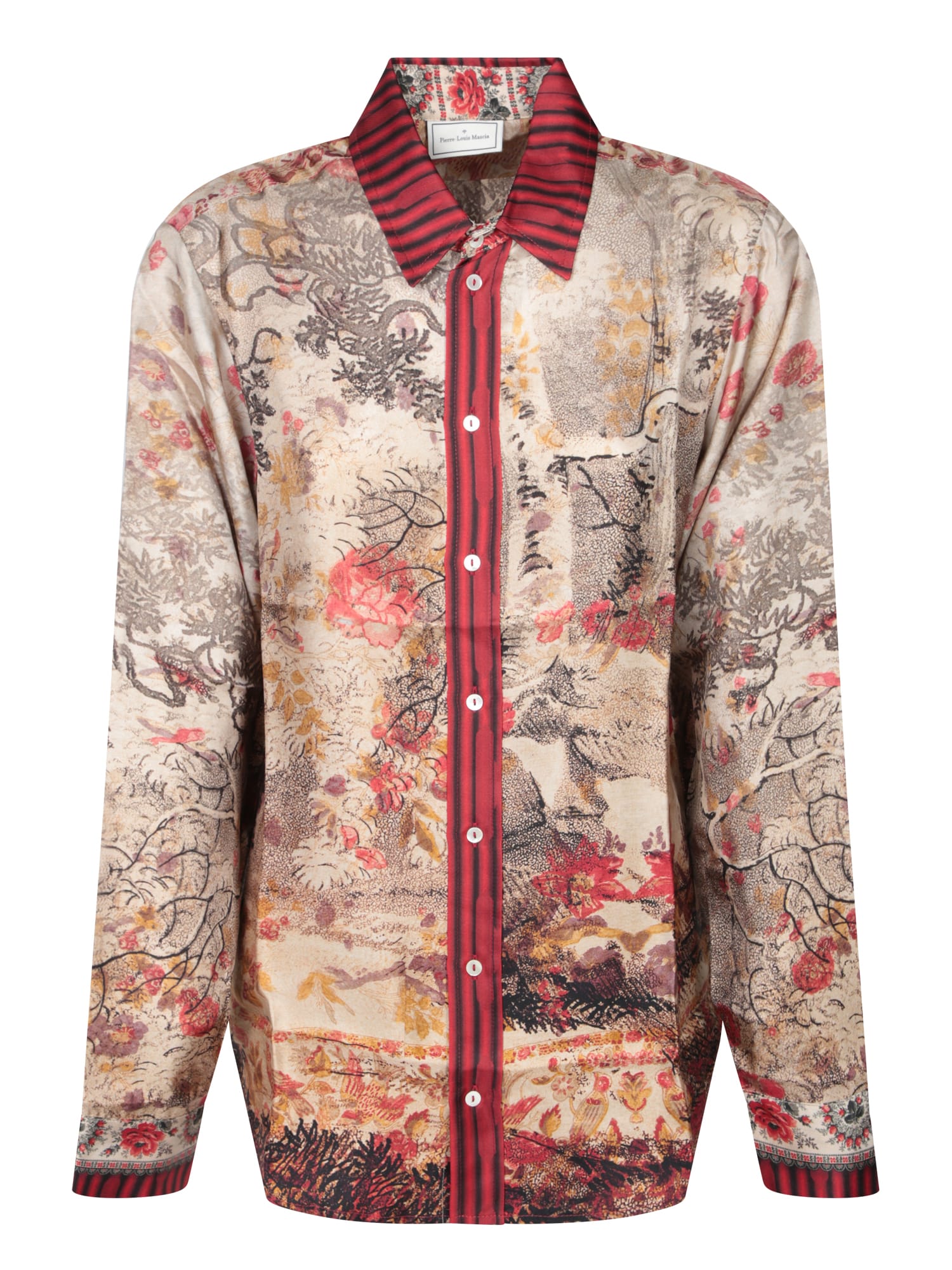 Red-beige Silk Shirt