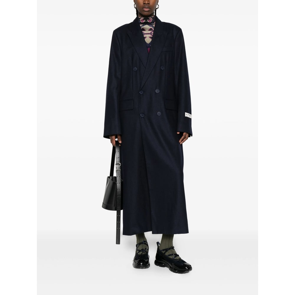 Fiorucci Wool-blend Double-breasted Coat In Blue