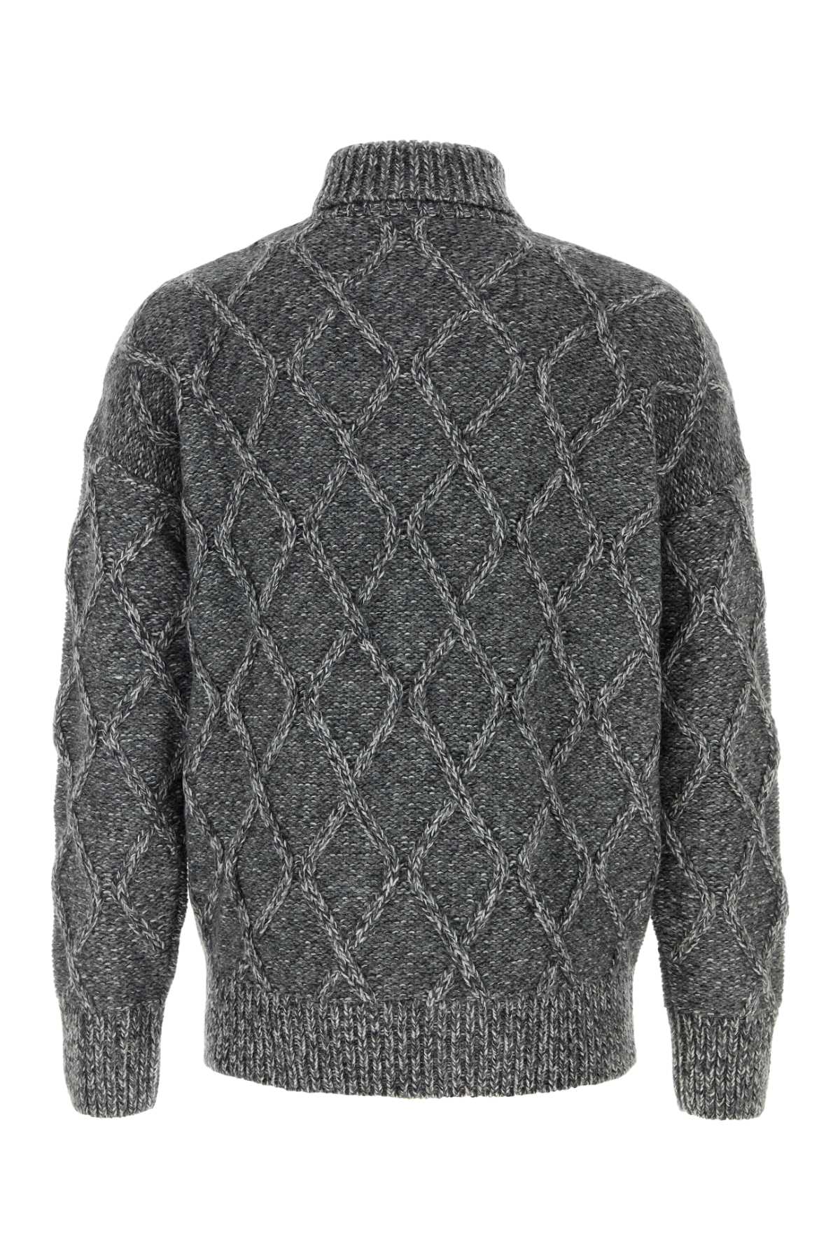 Shop Hugo Boss Melange Grey Nylon Blend Estupendo Sweater In 030mediumgrey