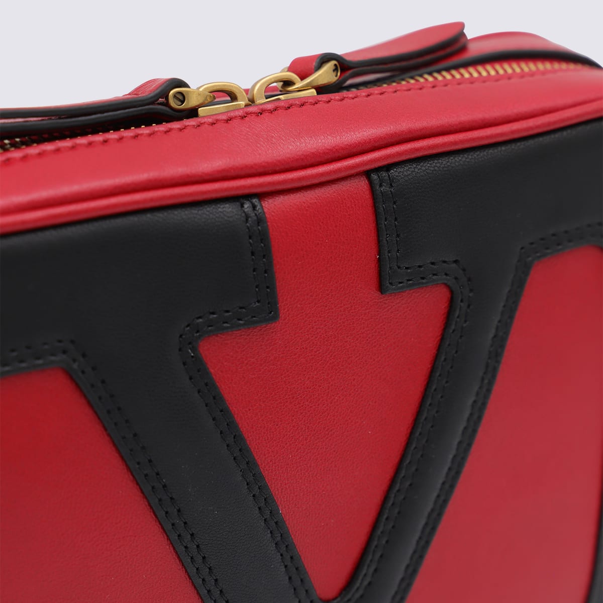 Valentino Red And Black Leather Crossbody Bag In Multi