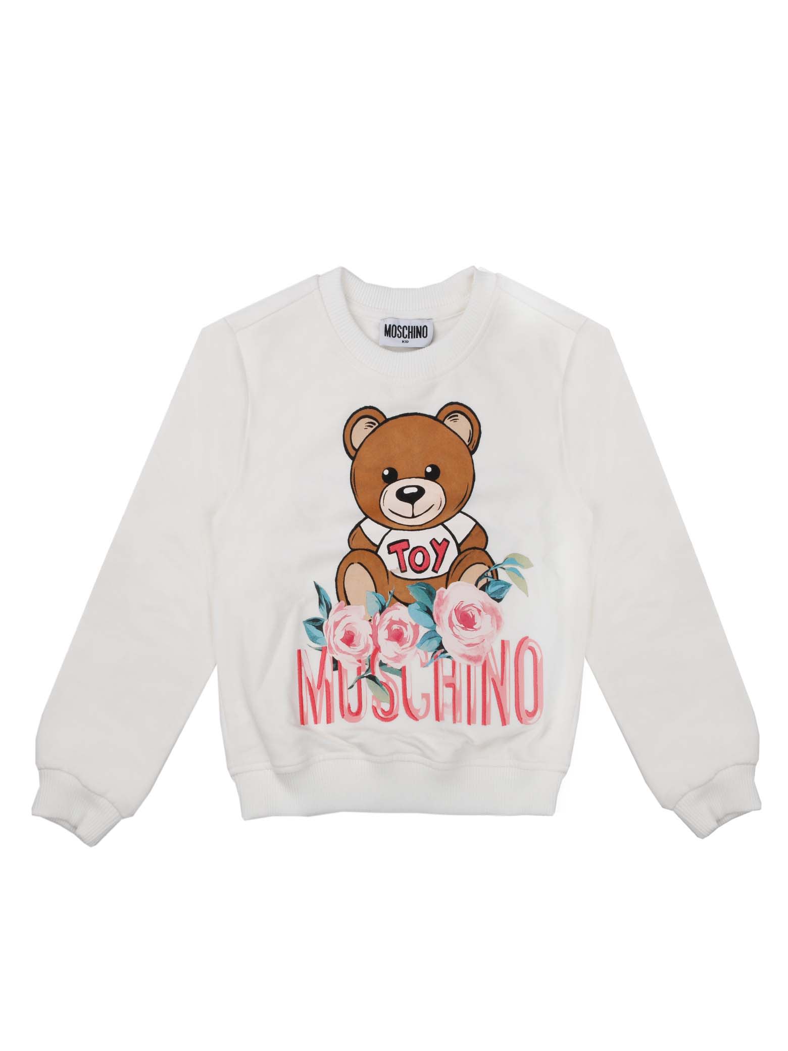 Moschino Ivory Crew Neck Sweatshirt With Bear Print
