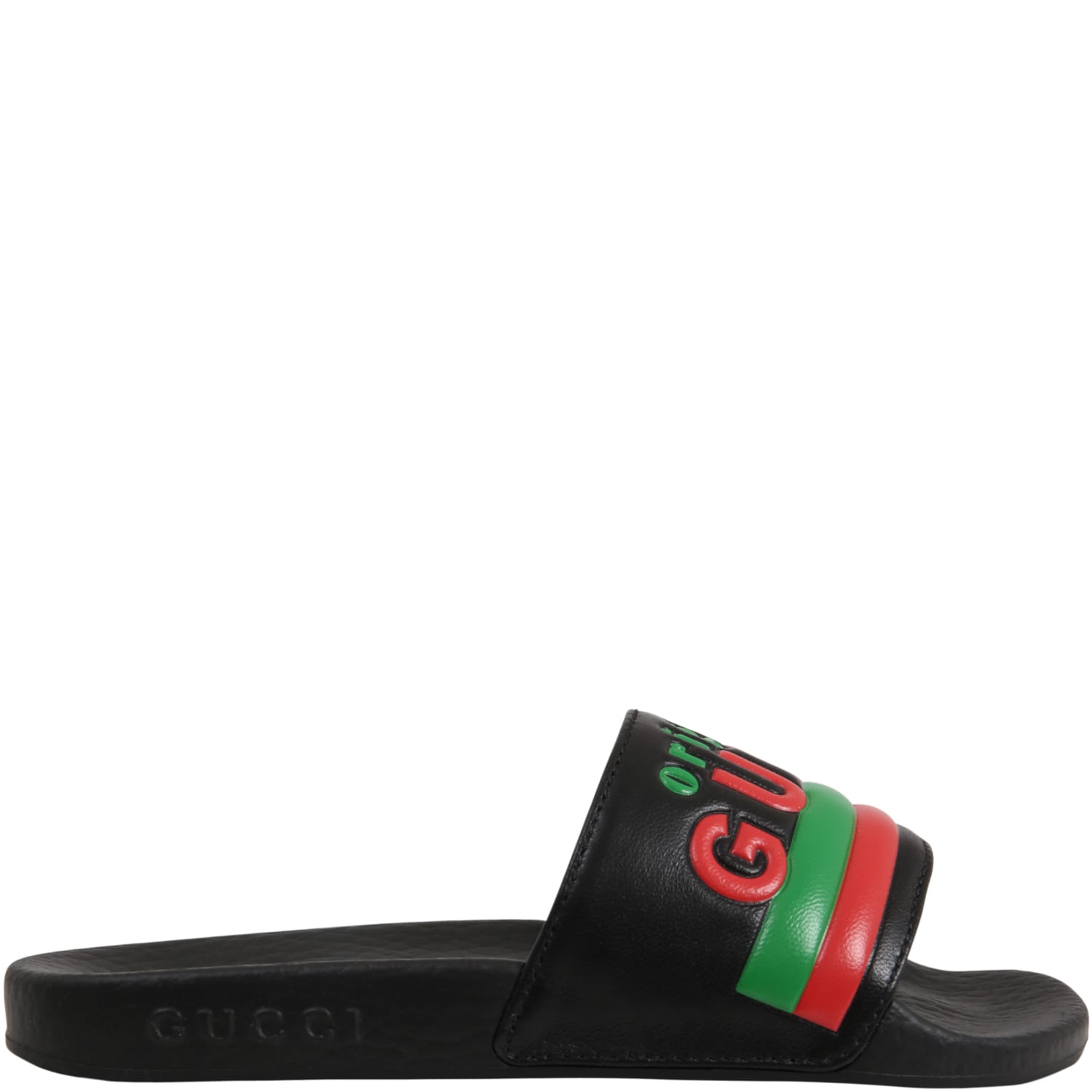 Gucci Black Sandals For Kids With Logo