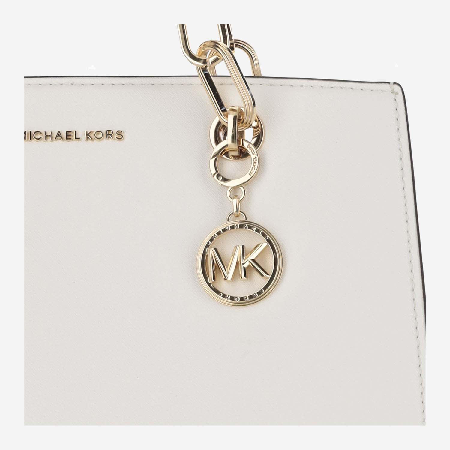 Shop Michael Kors Cynthia Leather Bag In White