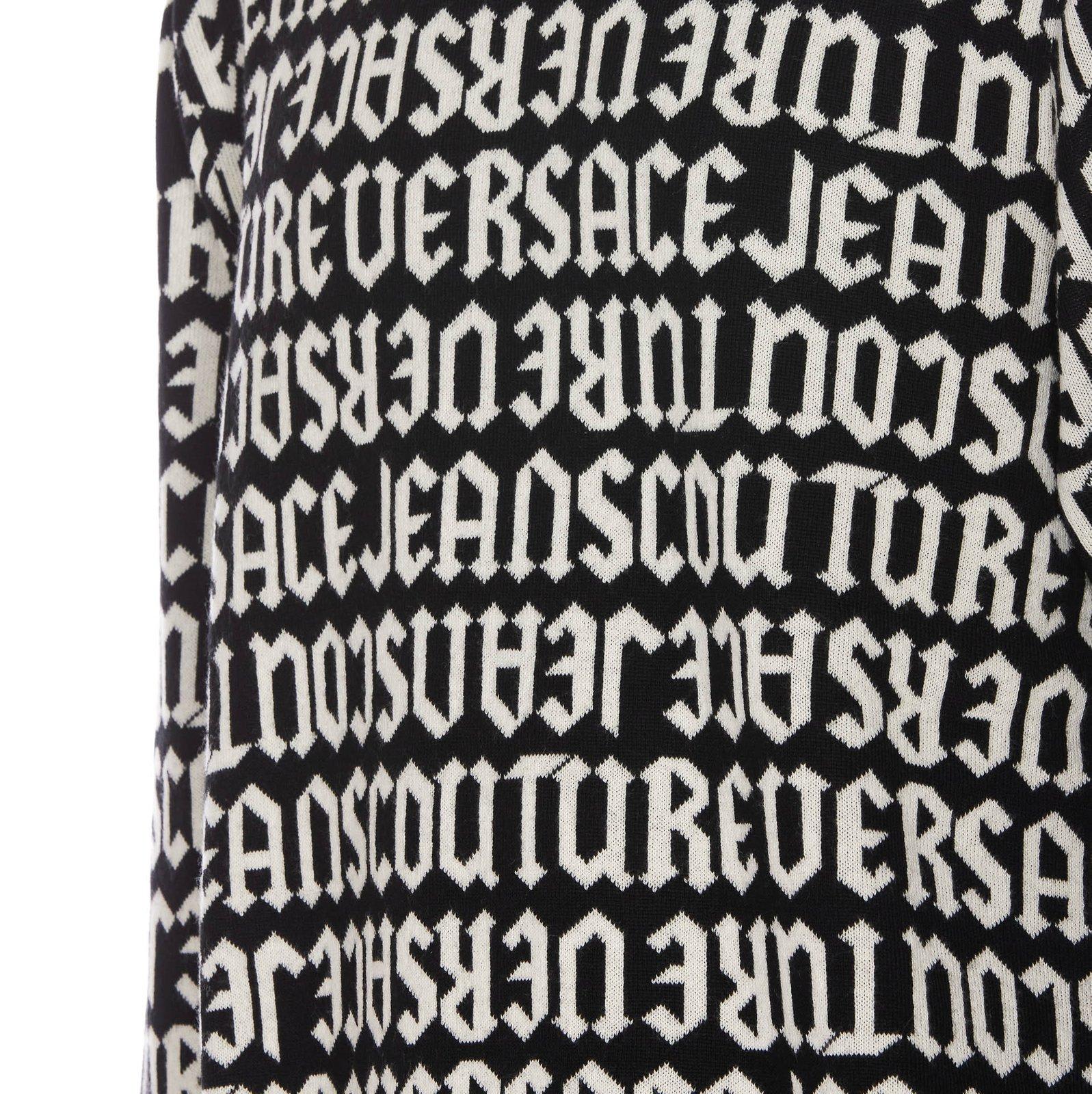 Shop Versace Jeans Couture Logomania Crewneck Jumper In Black