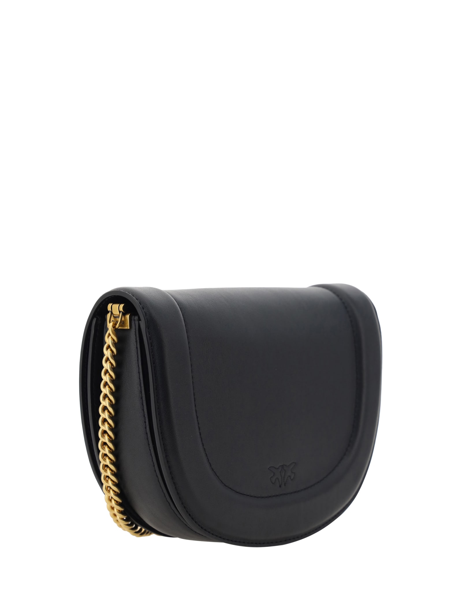 Shop Pinko Love Click Round Shoulder Bag In Black