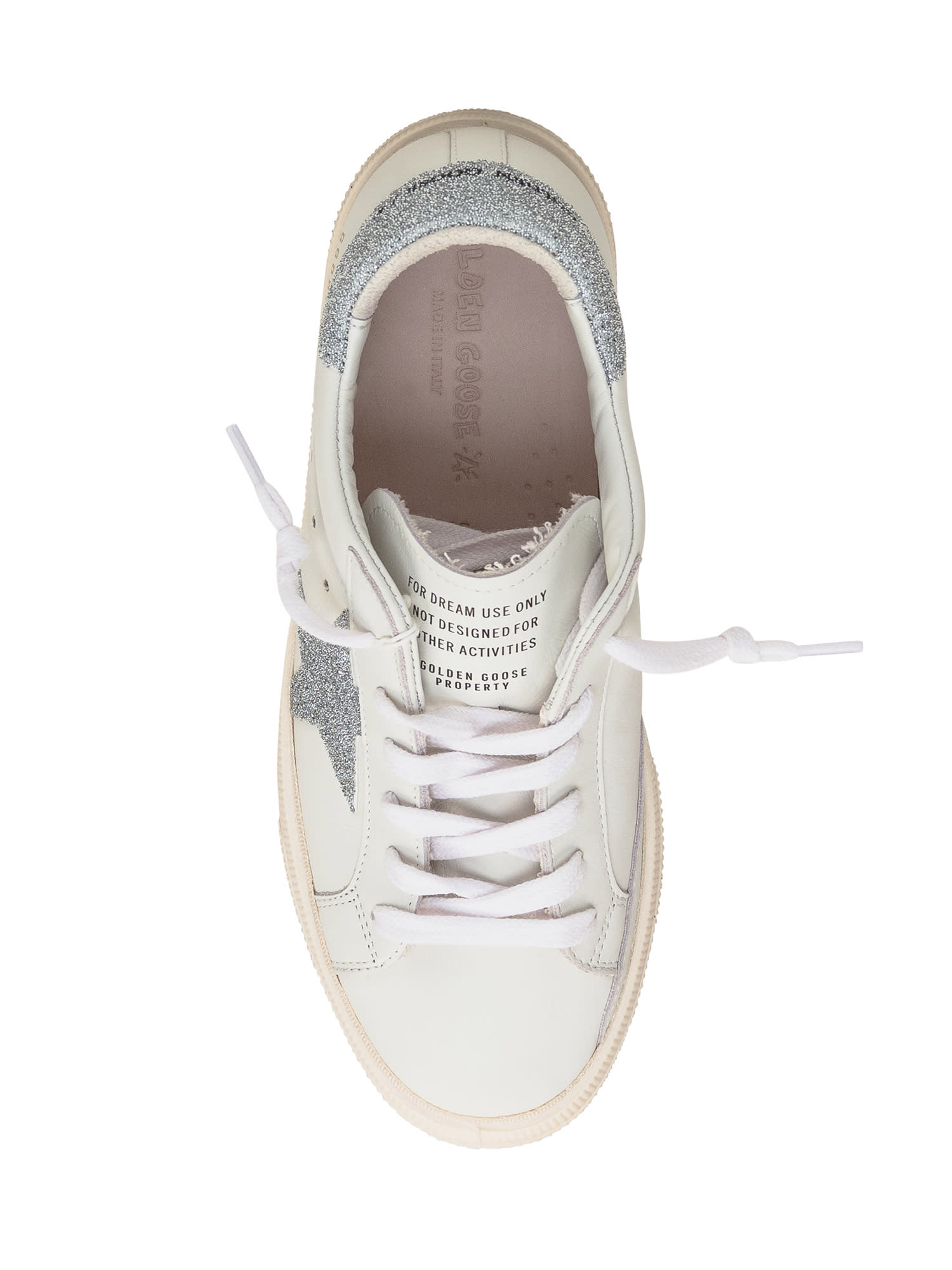 Shop Golden Goose May Upper Sneaker In Optic White/silver