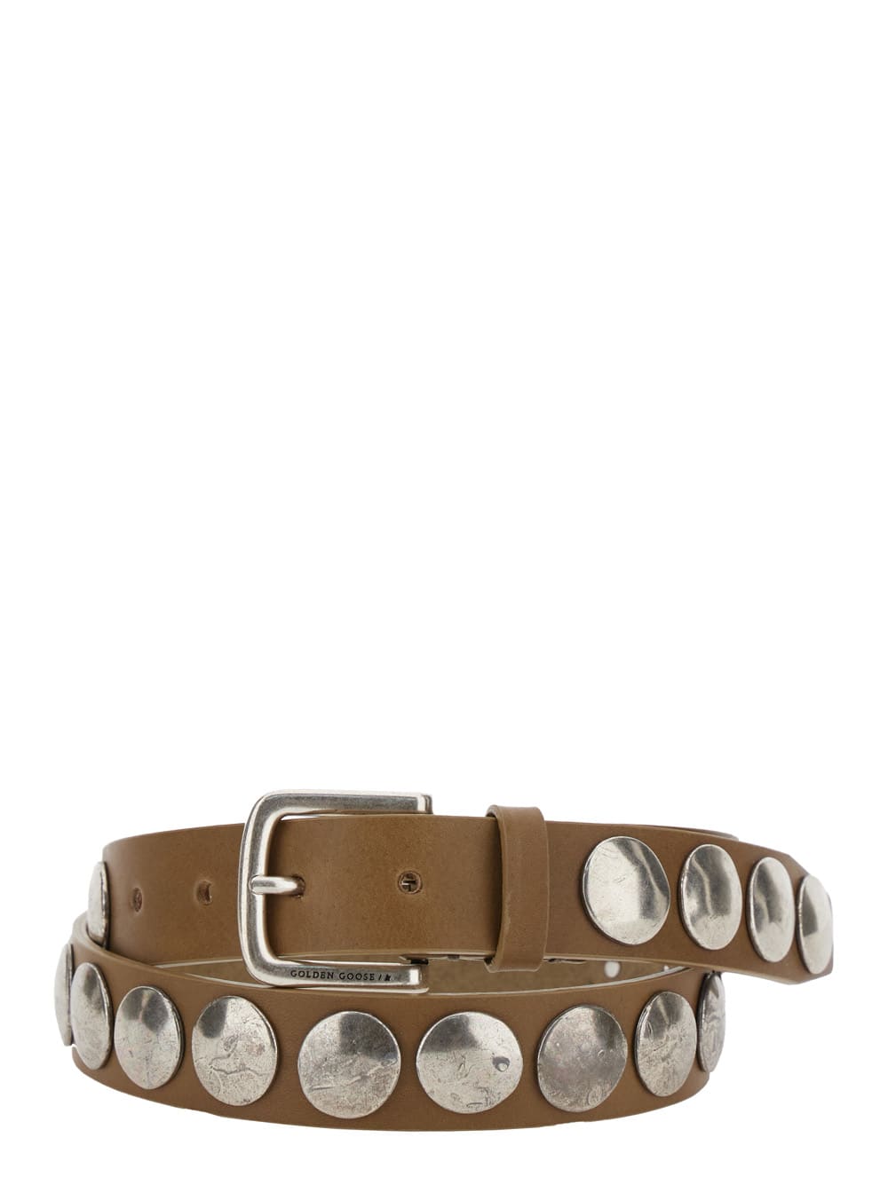 Golden Goose Women Belt Trinidad Washed Leather Studs In Brown