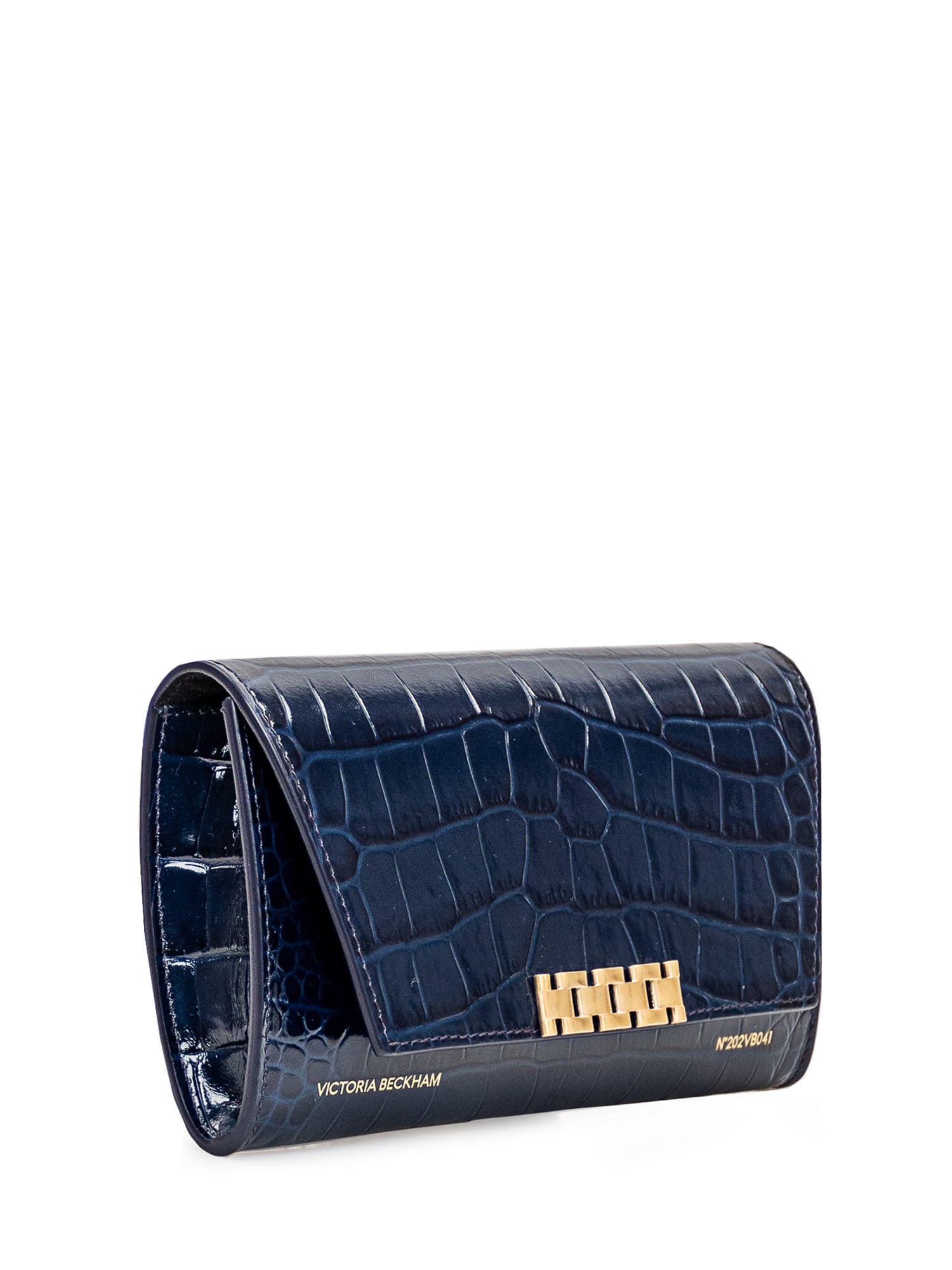 Shop Victoria Beckham Wallet With Chain In Midnight Blue