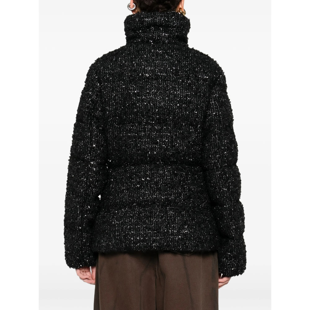 Moncler Textured Urbel Down Jacket With High Collar In Black