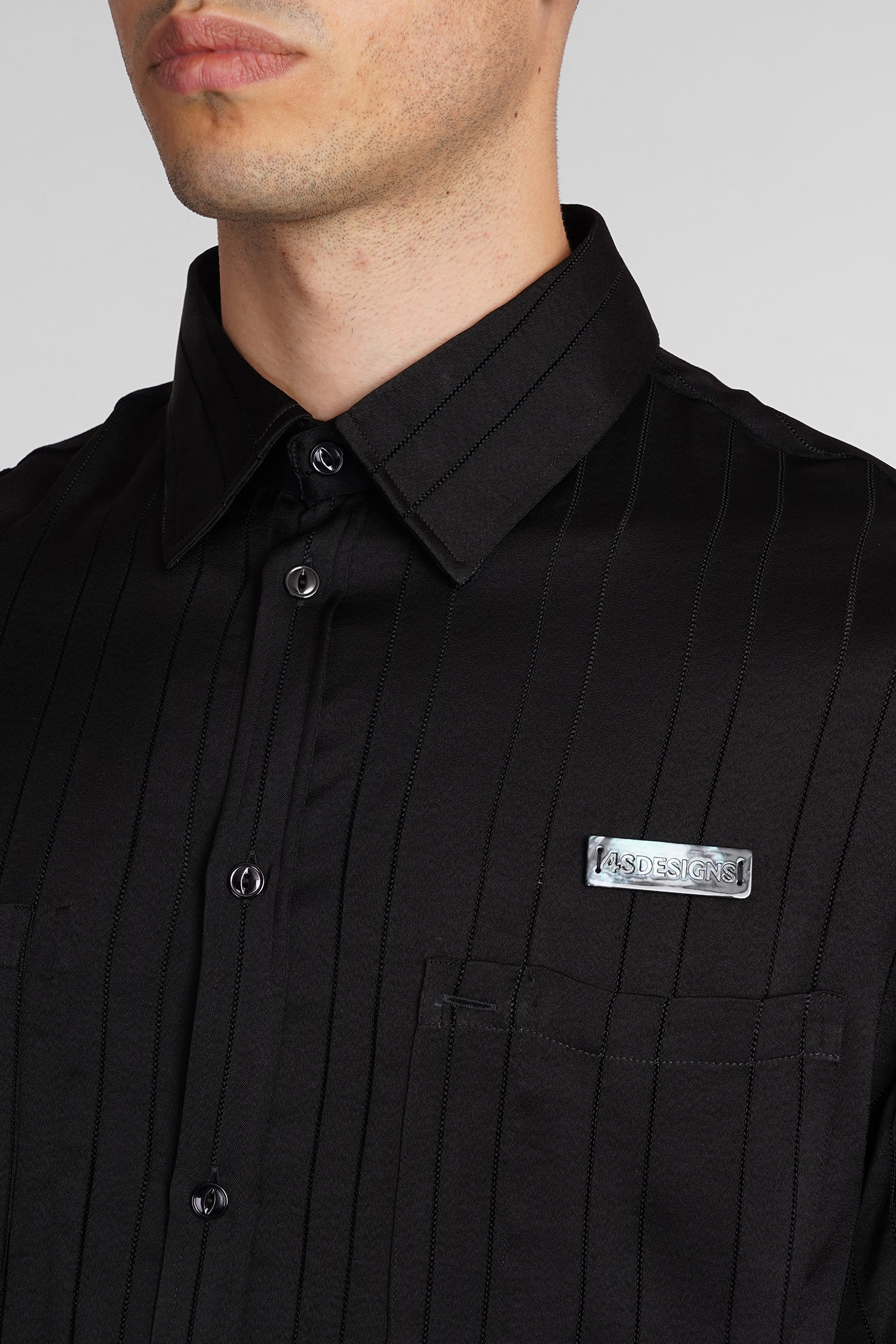 Shop 4sdesigns Shirt In Black Triacetate