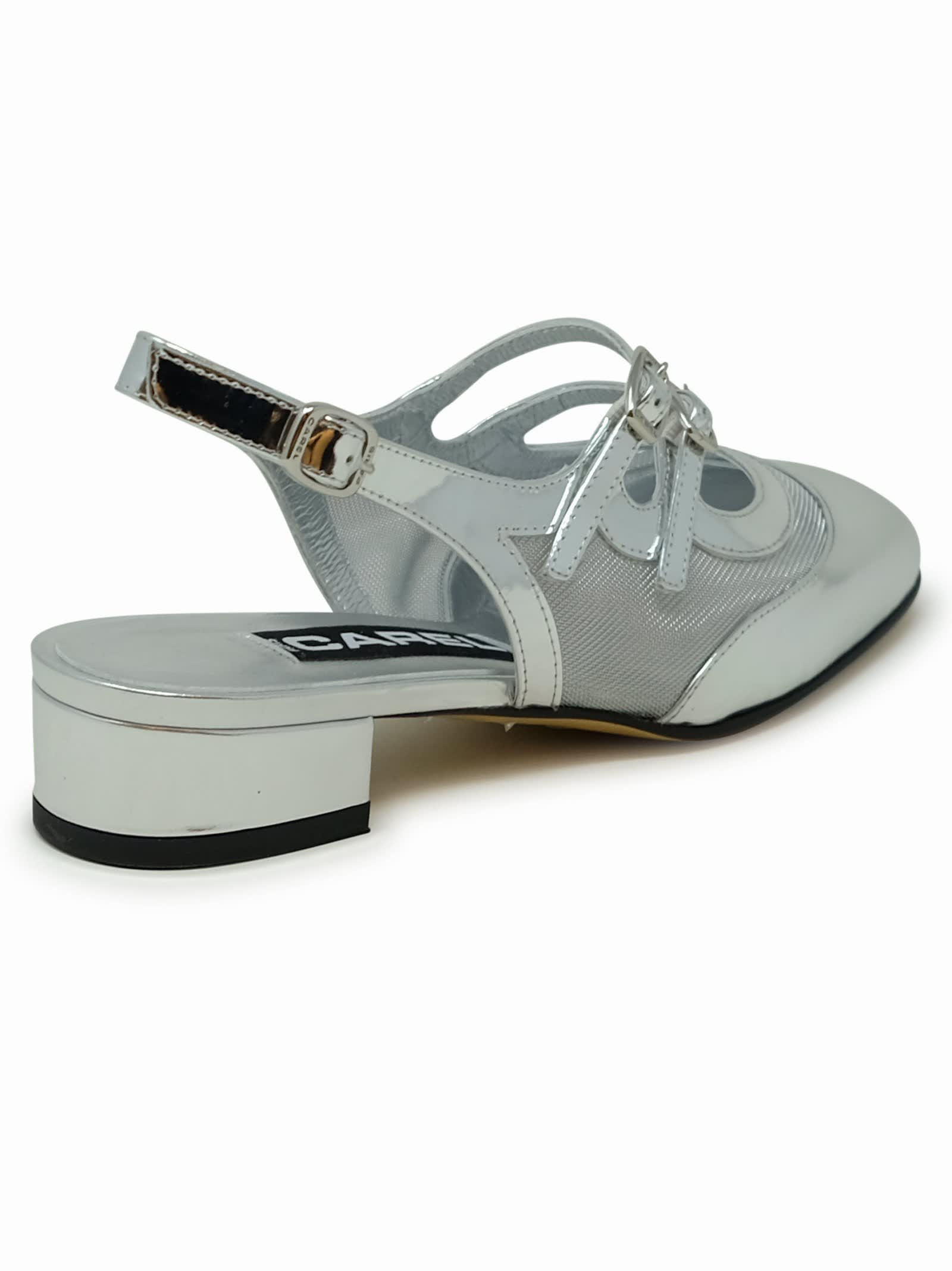 Shop Carel Paris Silver Leather Ballet Pumps