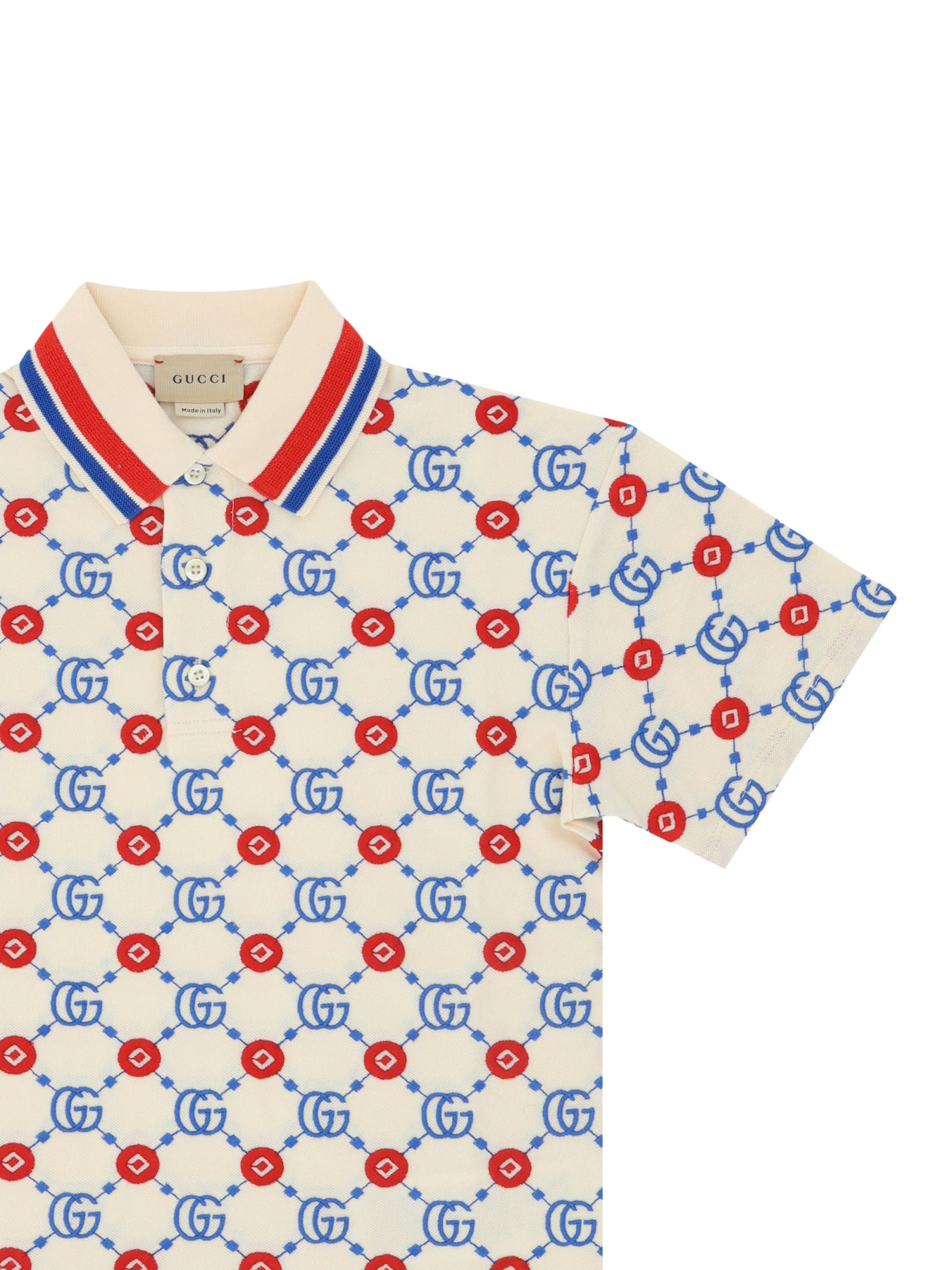 Shop Gucci Polo Shirt For Boy In White