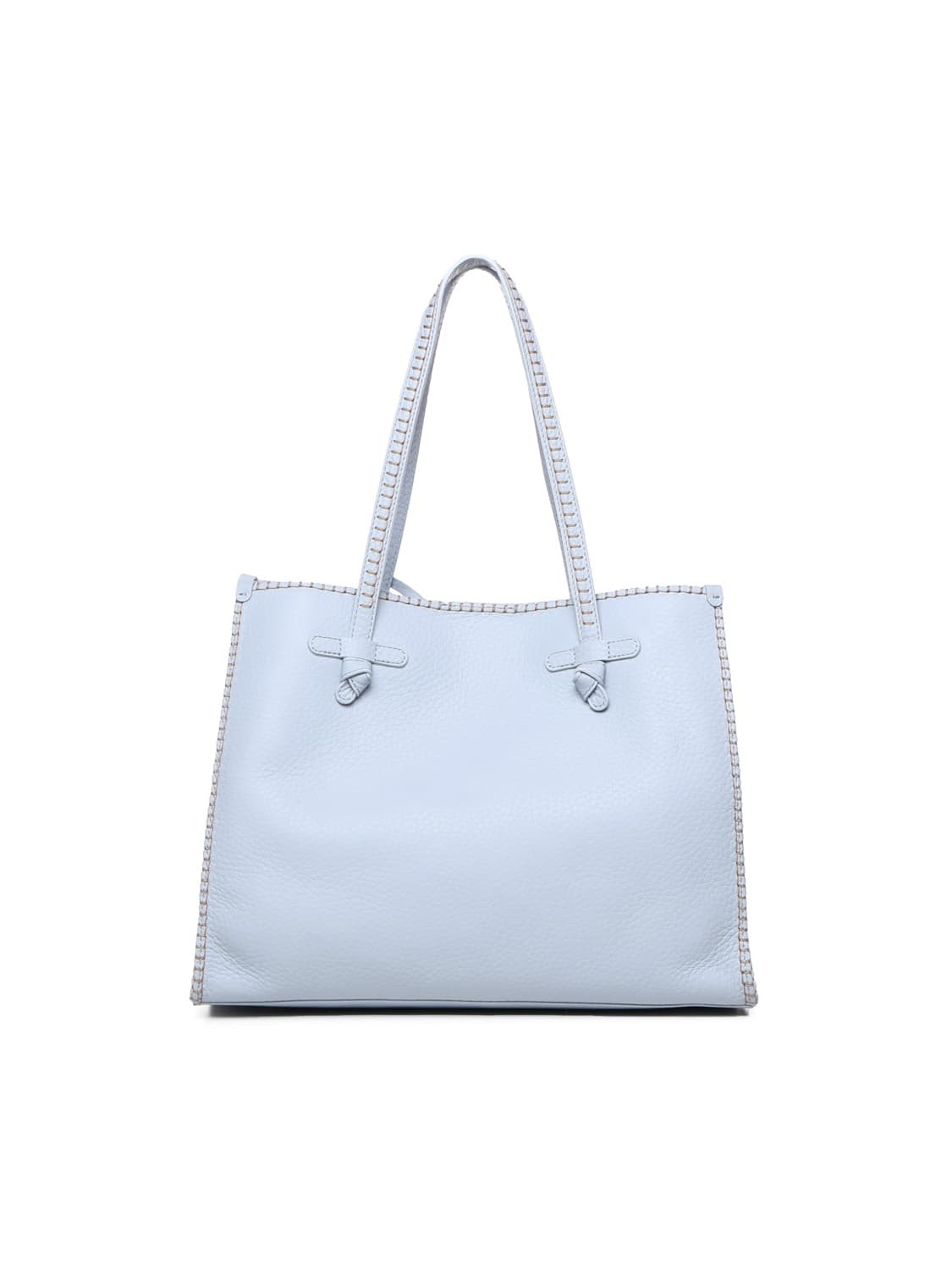 Shop Gianni Chiarini Marcella Shopping Bag In Leather In Light Blue