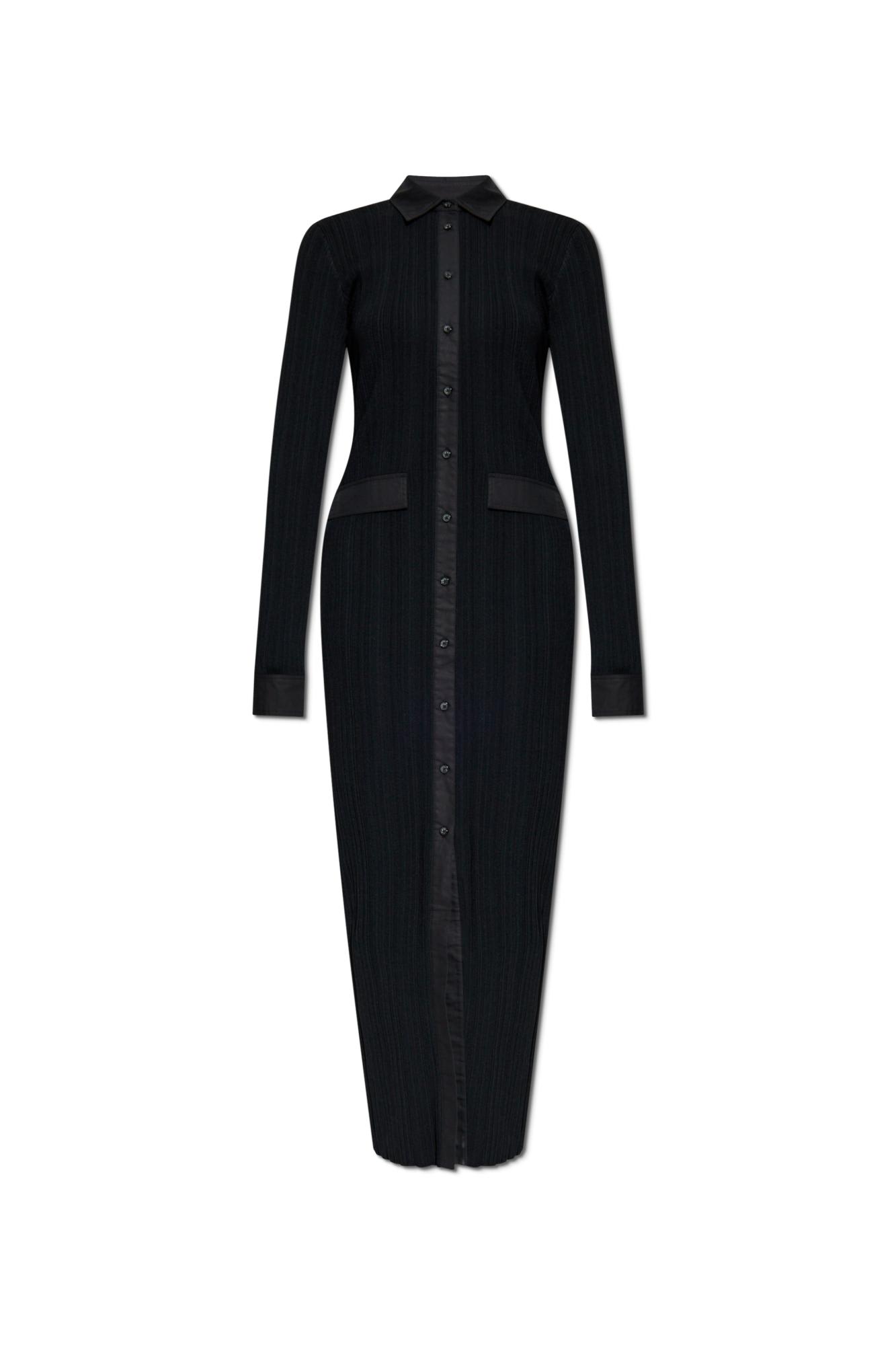 Totême Womens Button-down Knitted Shirt Maxi Dress Black