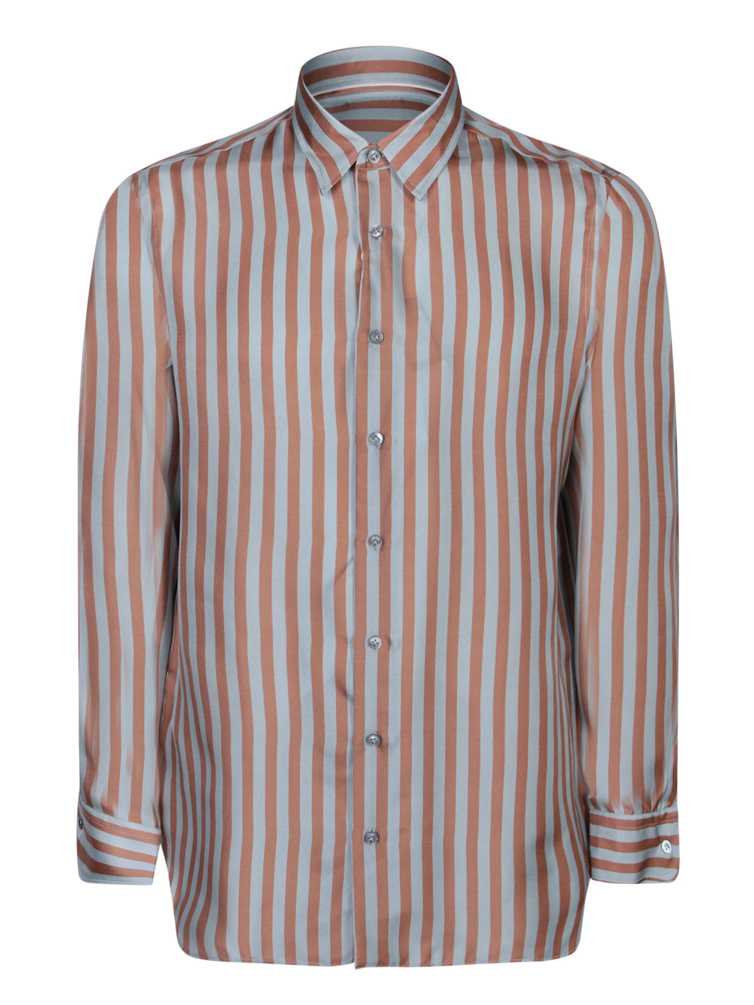 Shop Lardini Ted Striped Light Blue/brown Shirt