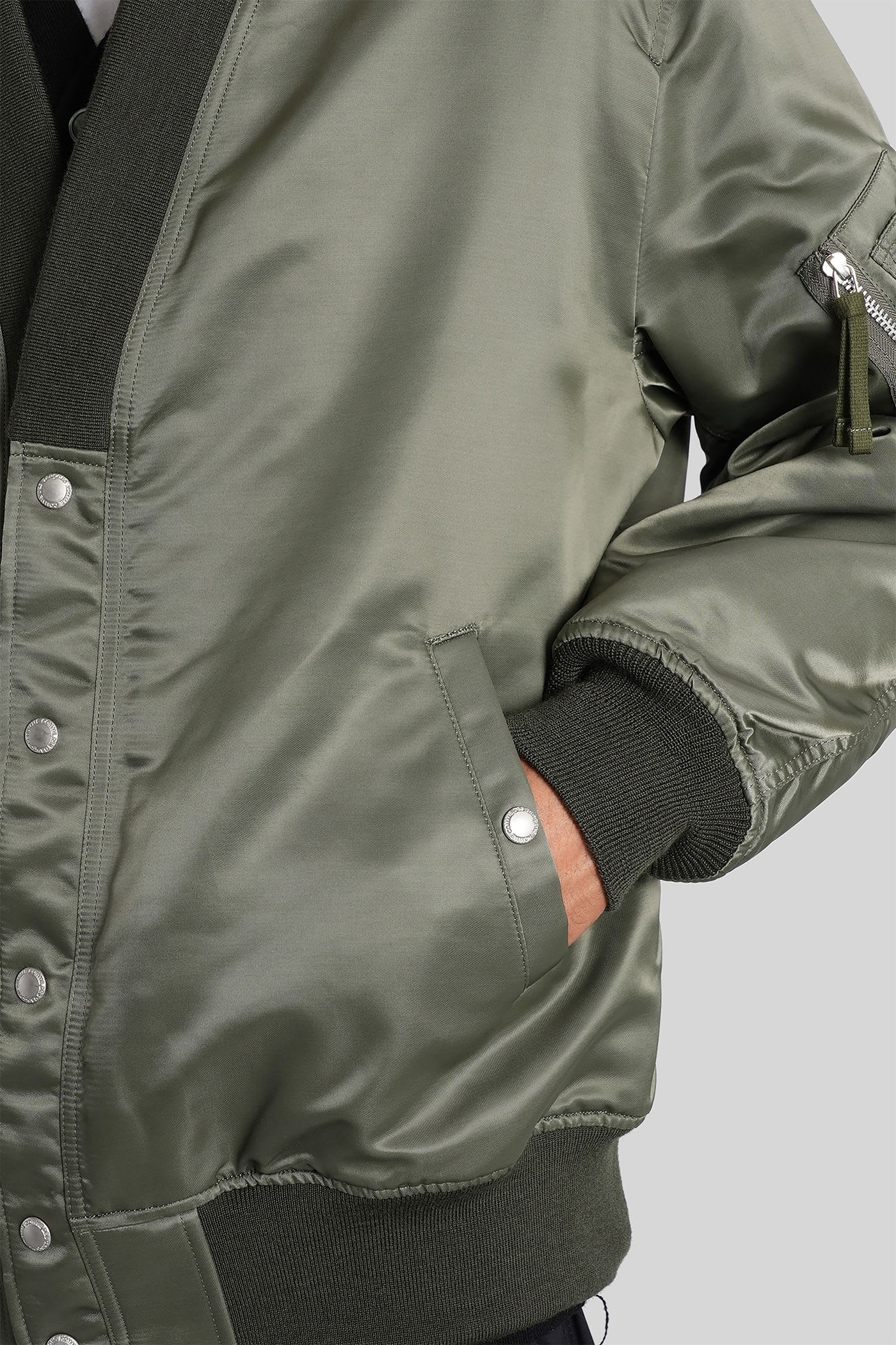 Comme Des Garçons Homme Deux V-neck Bomber Jacket In Green