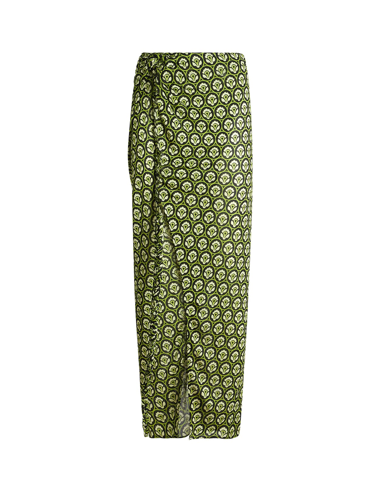 Shop Etro Green Printed Jersey Sarong Skirt