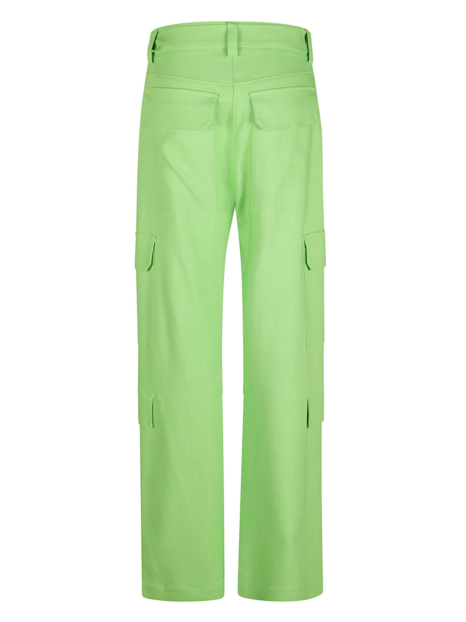 Shop Msgm Belted Cargo Trousers In Acid Green