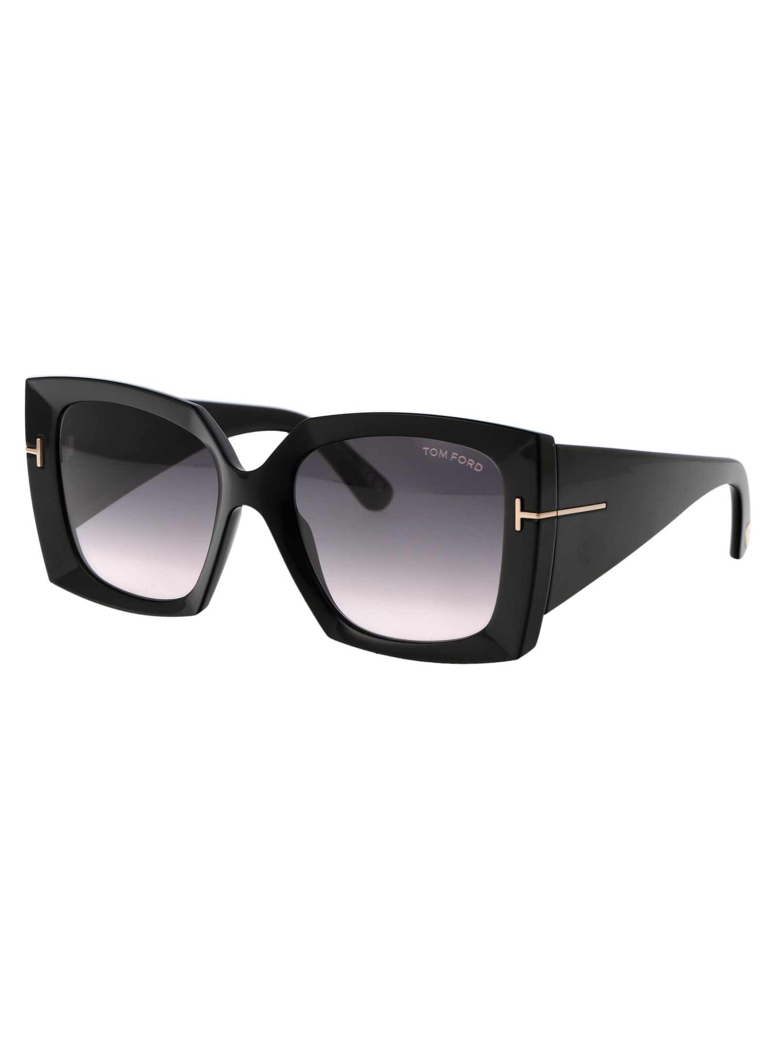 Tom Ford Square-frame Sunglasses In 01b Nero Lucido / Fumo Grad