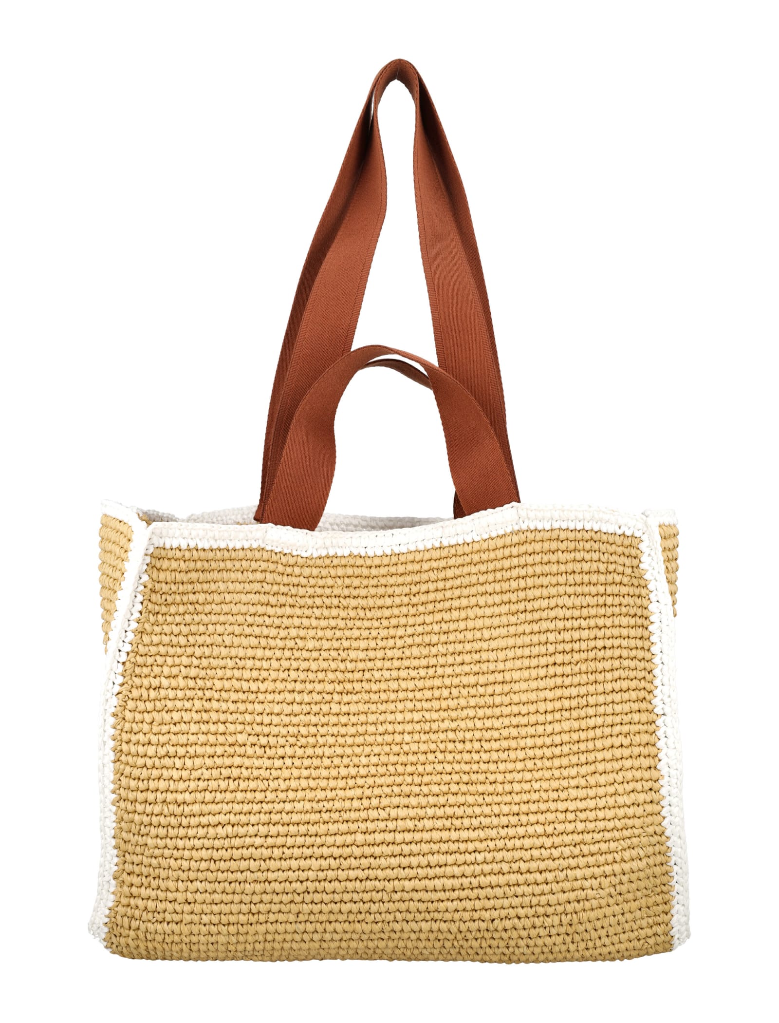 Shop Marni Sillo Medium Shopper In Natural/white/rust