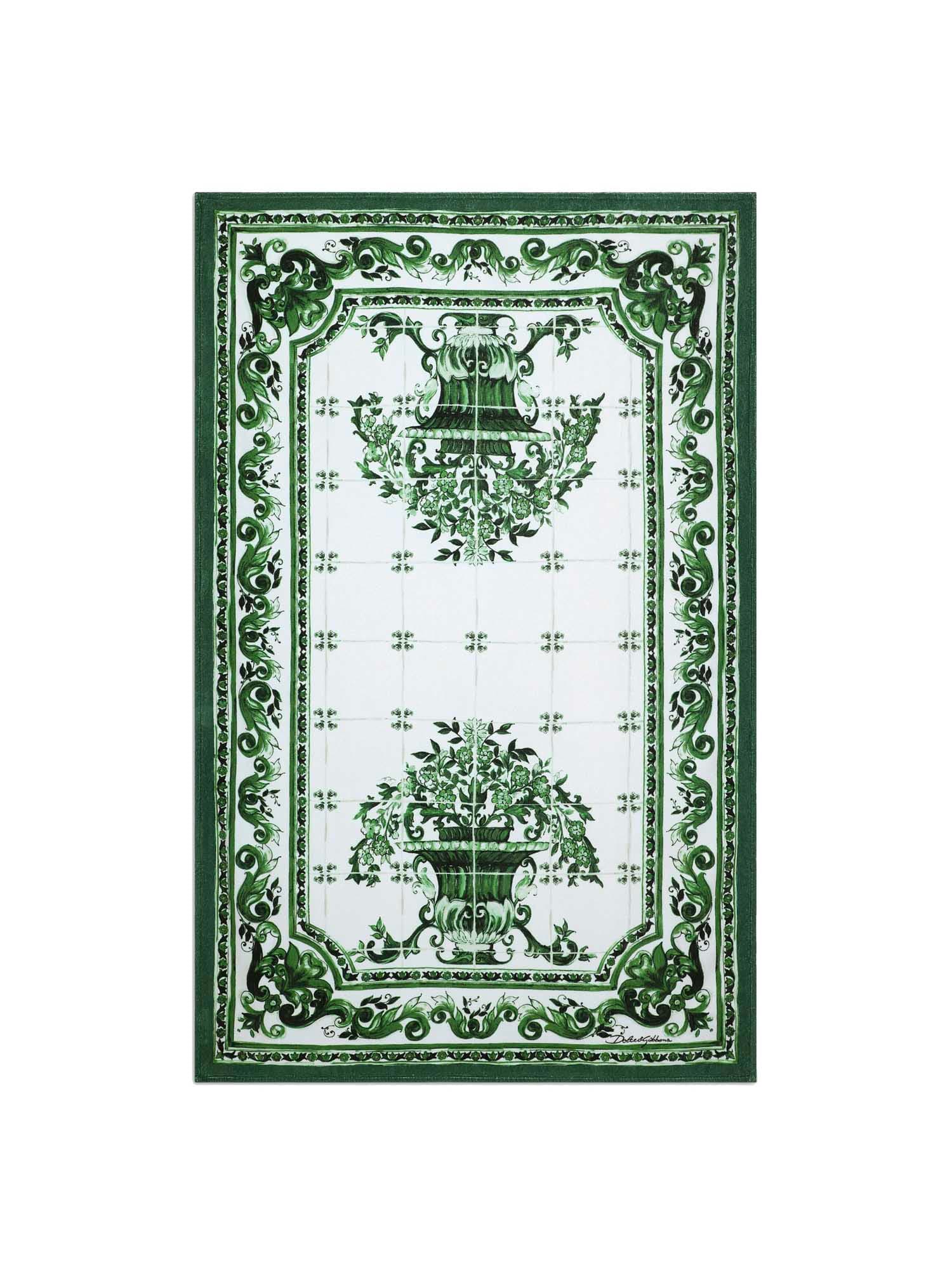 Dolce & Gabbana Majolica Print Beach Towel In Green