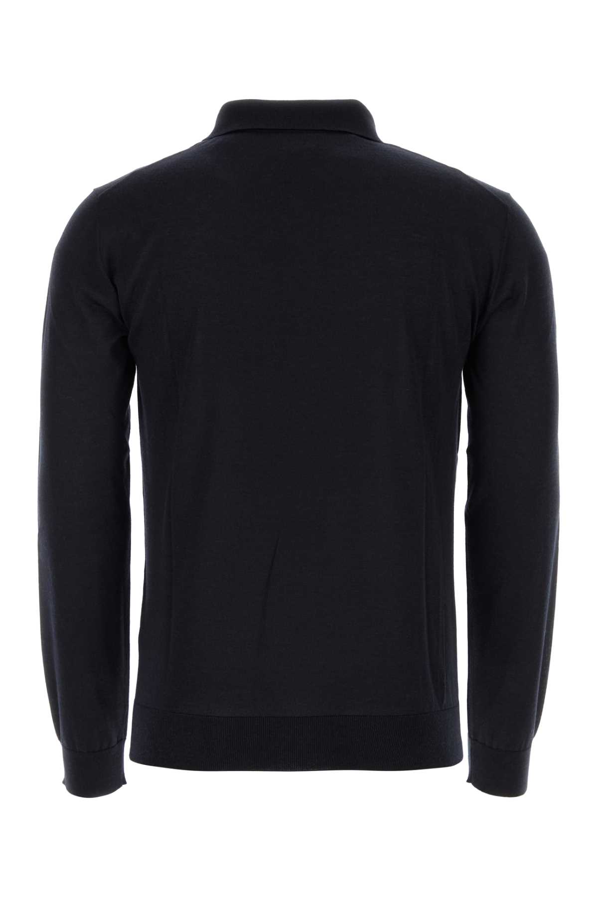 Valentino Midnight Blue Cashmere Blend Polo Shirt In Navy