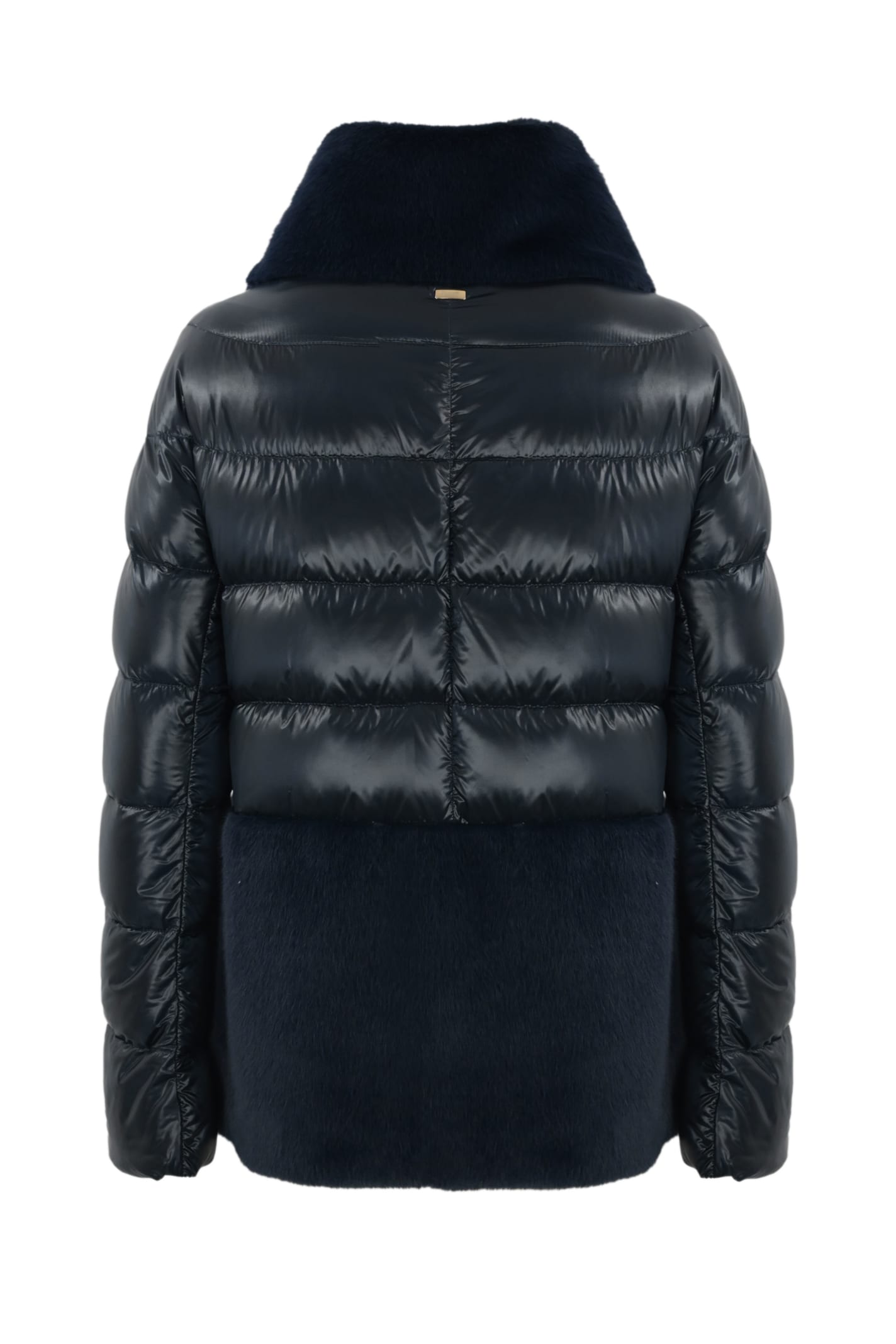 Shop Herno Down Jacket With Ecological Fur In Blu