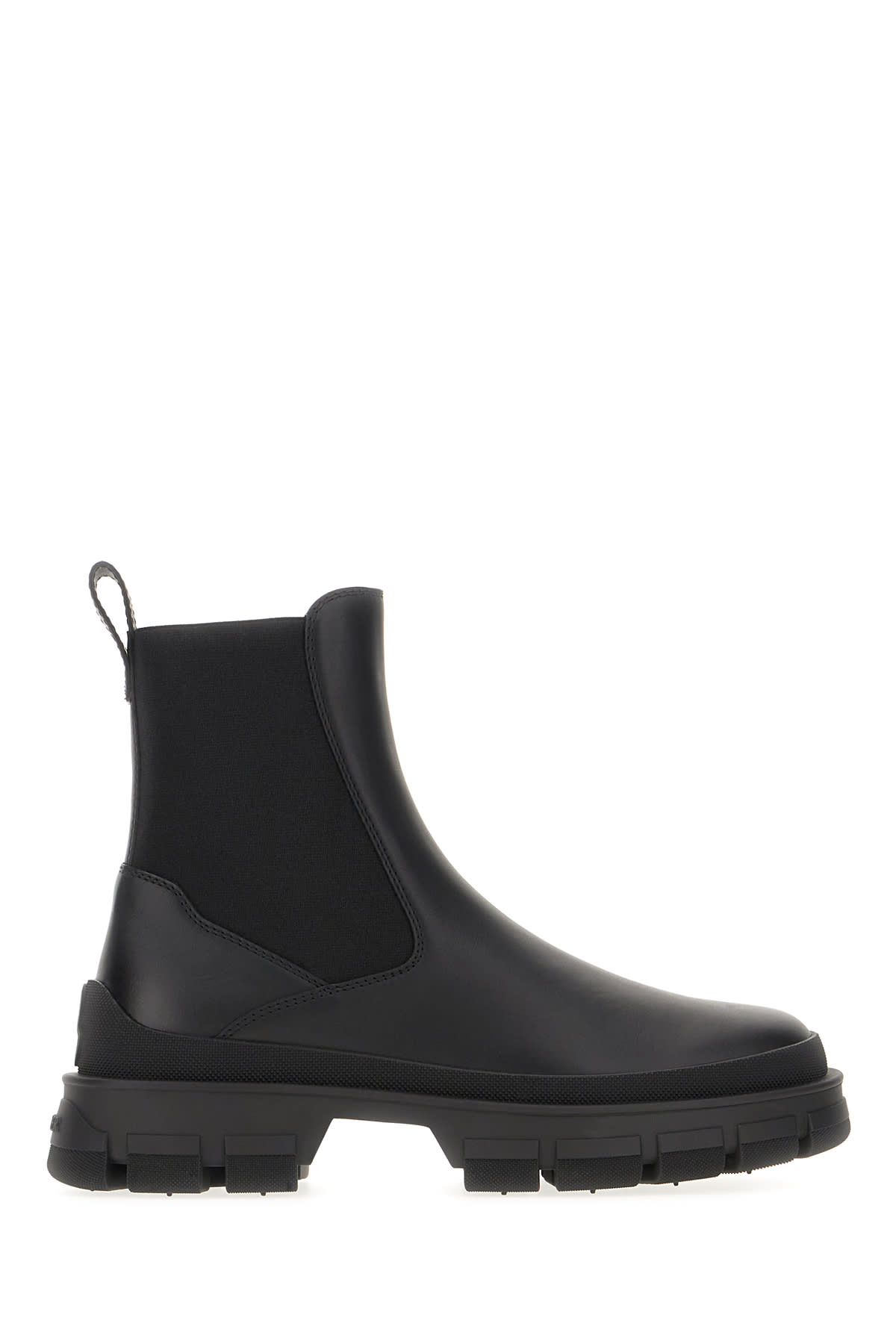 Shop Moncler Black Leather Ankle Boots