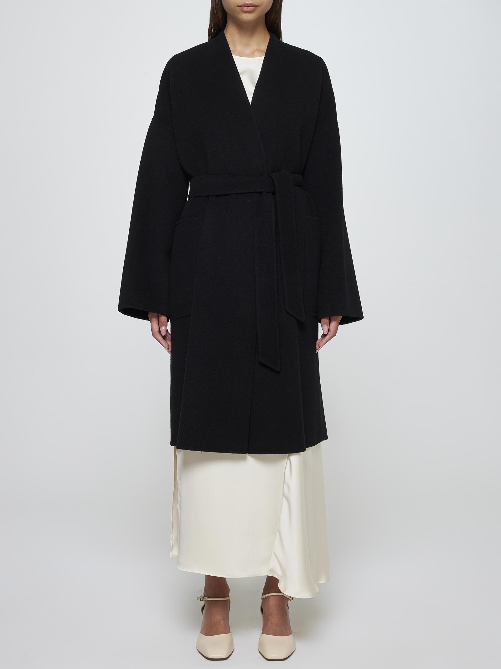 Shop Weekend Max Mara Eris Belted Wool Coat In Black