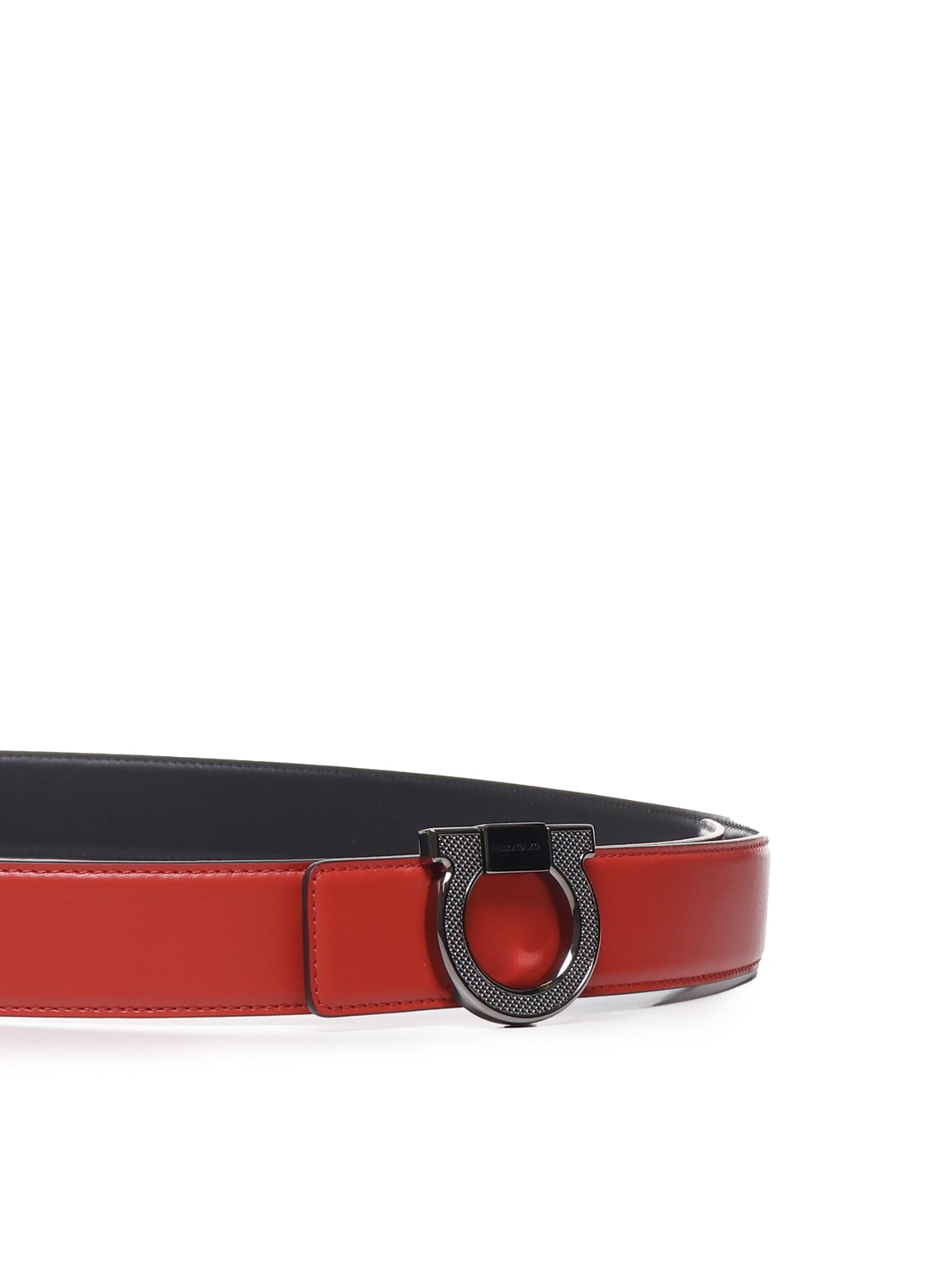 Shop Ferragamo Gancini Belt In Calfskin In Red