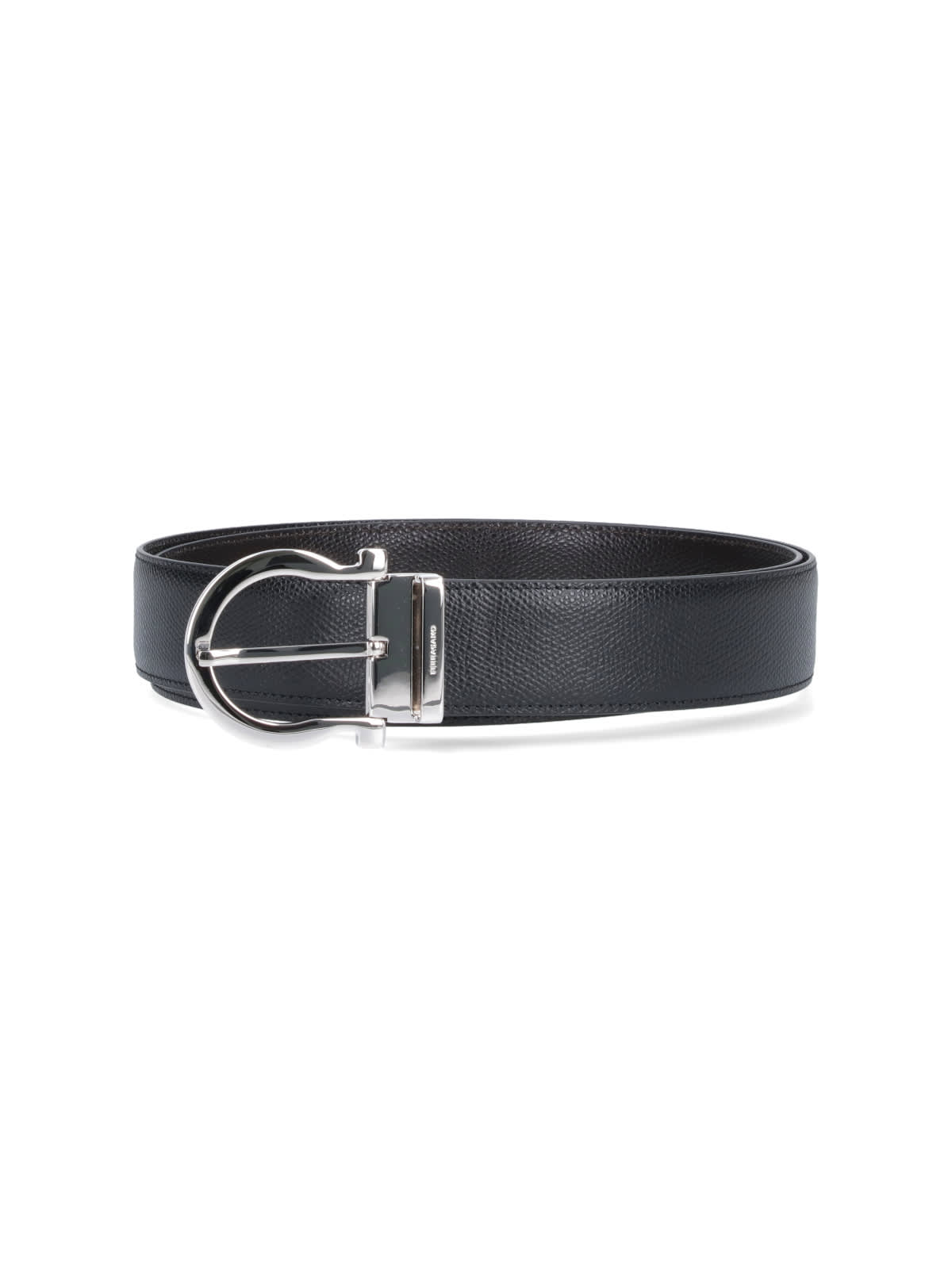 Shop Ferragamo Gancini Reversible Belt In Black