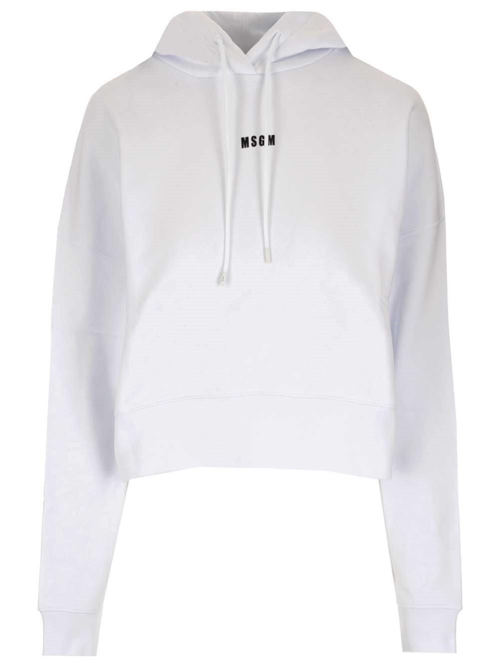 Shop Msgm Logo Printed Hoodie In White