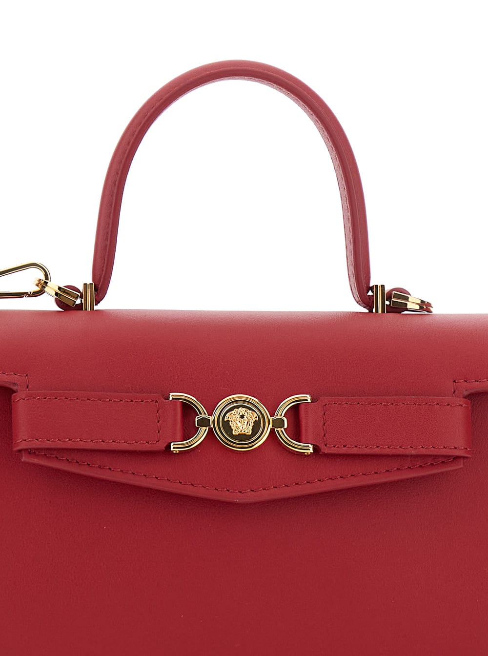 Shop Versace Medusa 95 Small Red Handbag With Belt Detail In Leather Woman