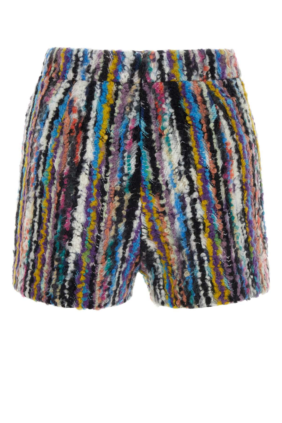 Shop Missoni Embroidered Wool Blend Shorts In Multicolor