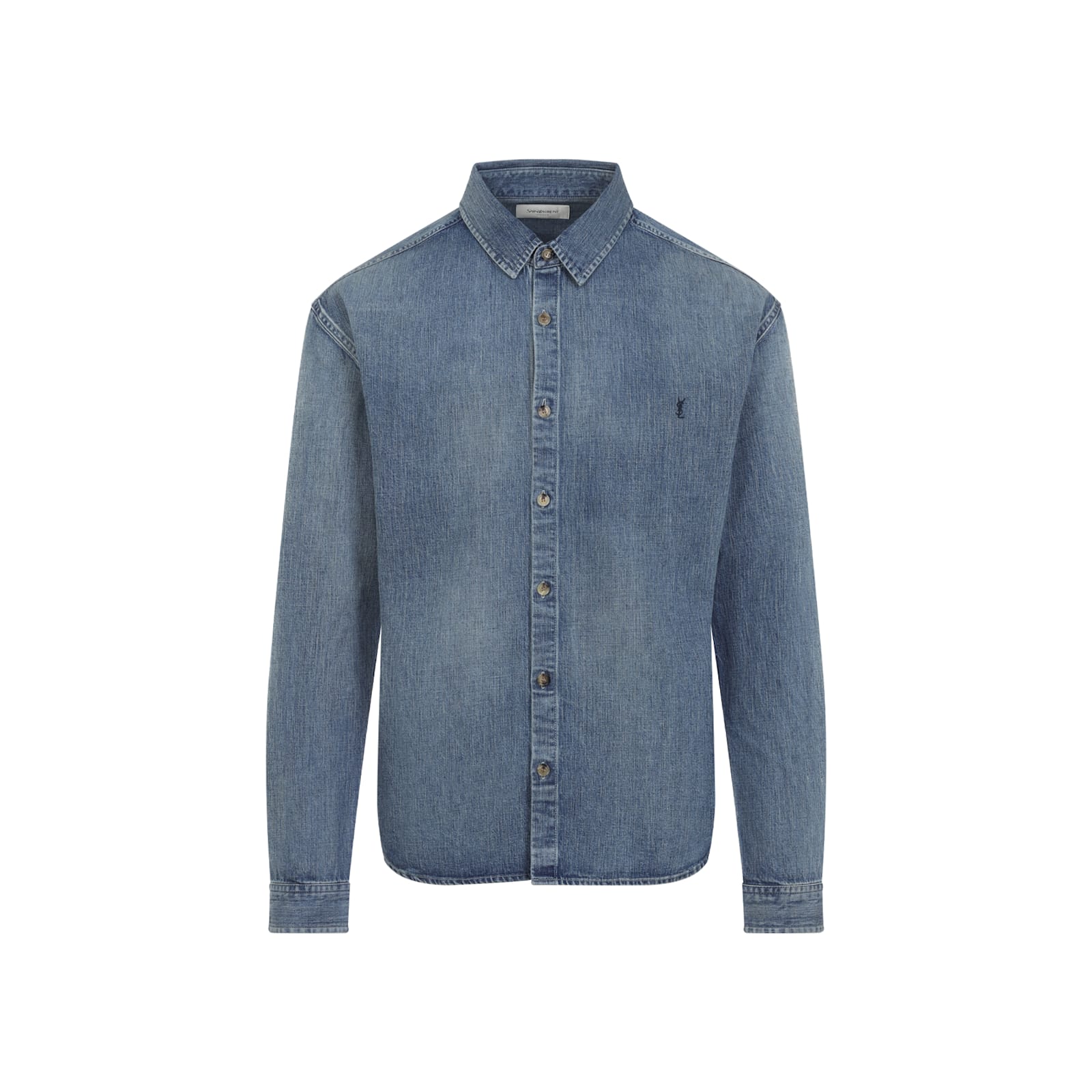 Saint Laurent Cassandre' Blue Cotton Shirt