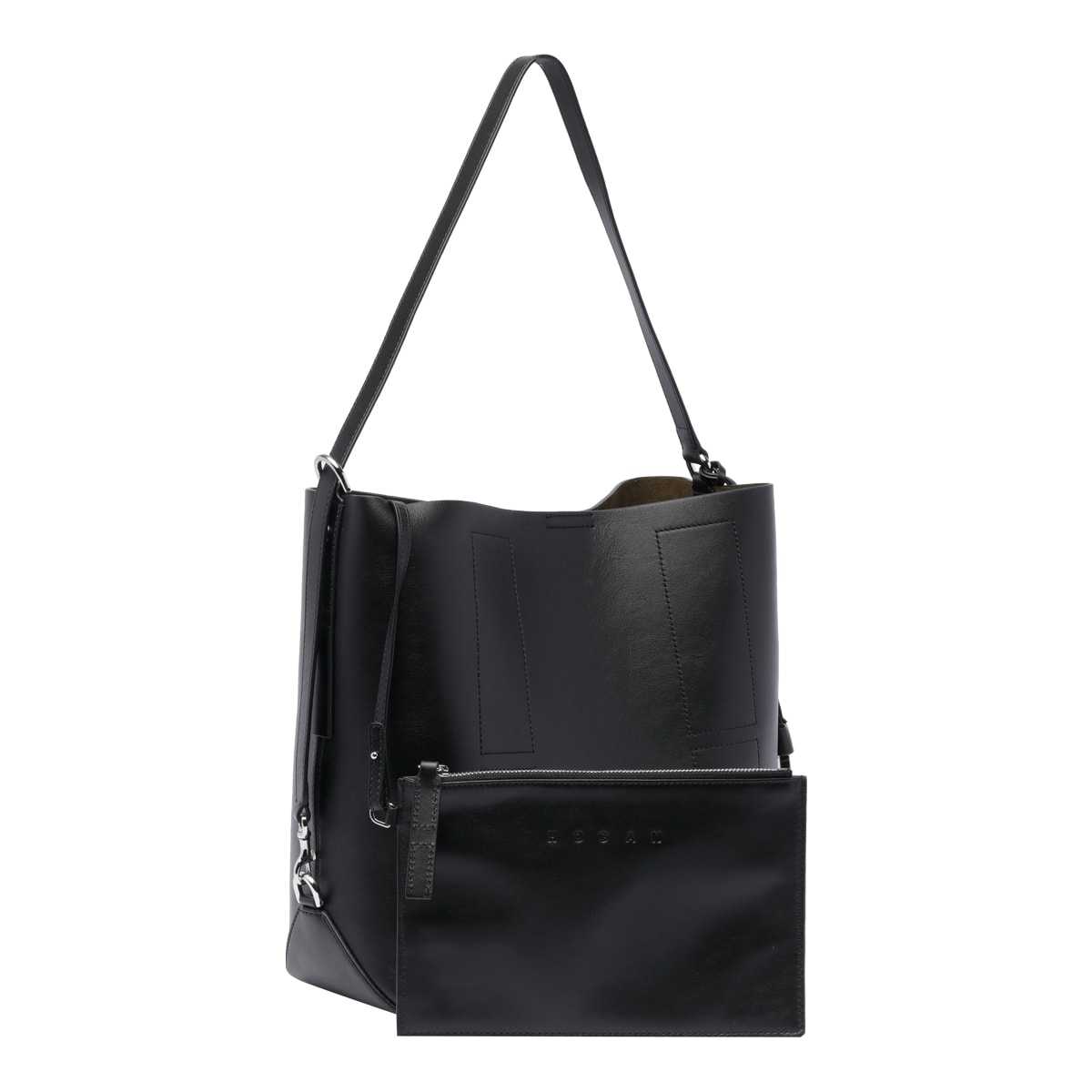 Hogan Medium Leather Shoulder Bag With Adjustable Strap In Black