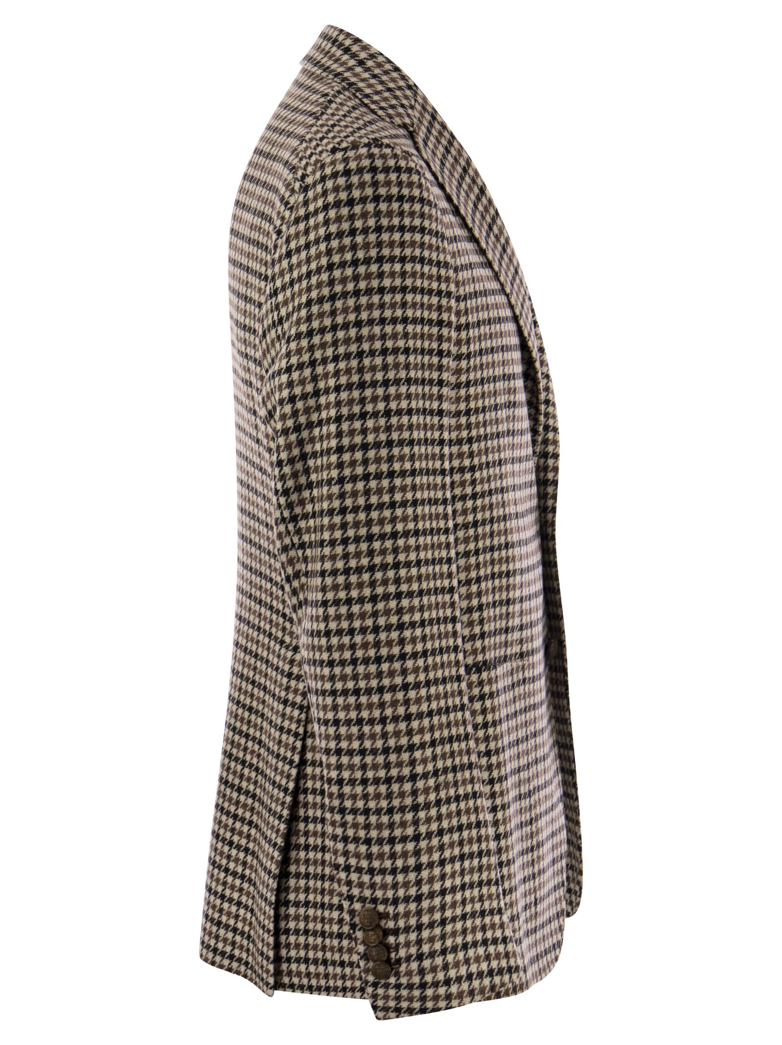 Shop Tagliatore Montecarlo - Pied De Poule Wool Blazer In Black/mud